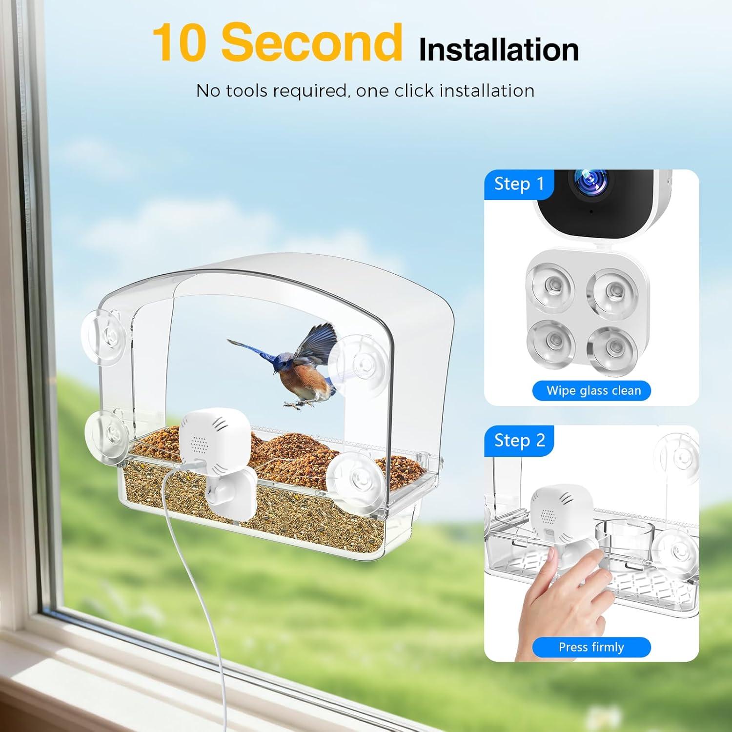 Cámara de Alimentador de Aves Vigytek 2K HD con Ventosa y SD 32GB