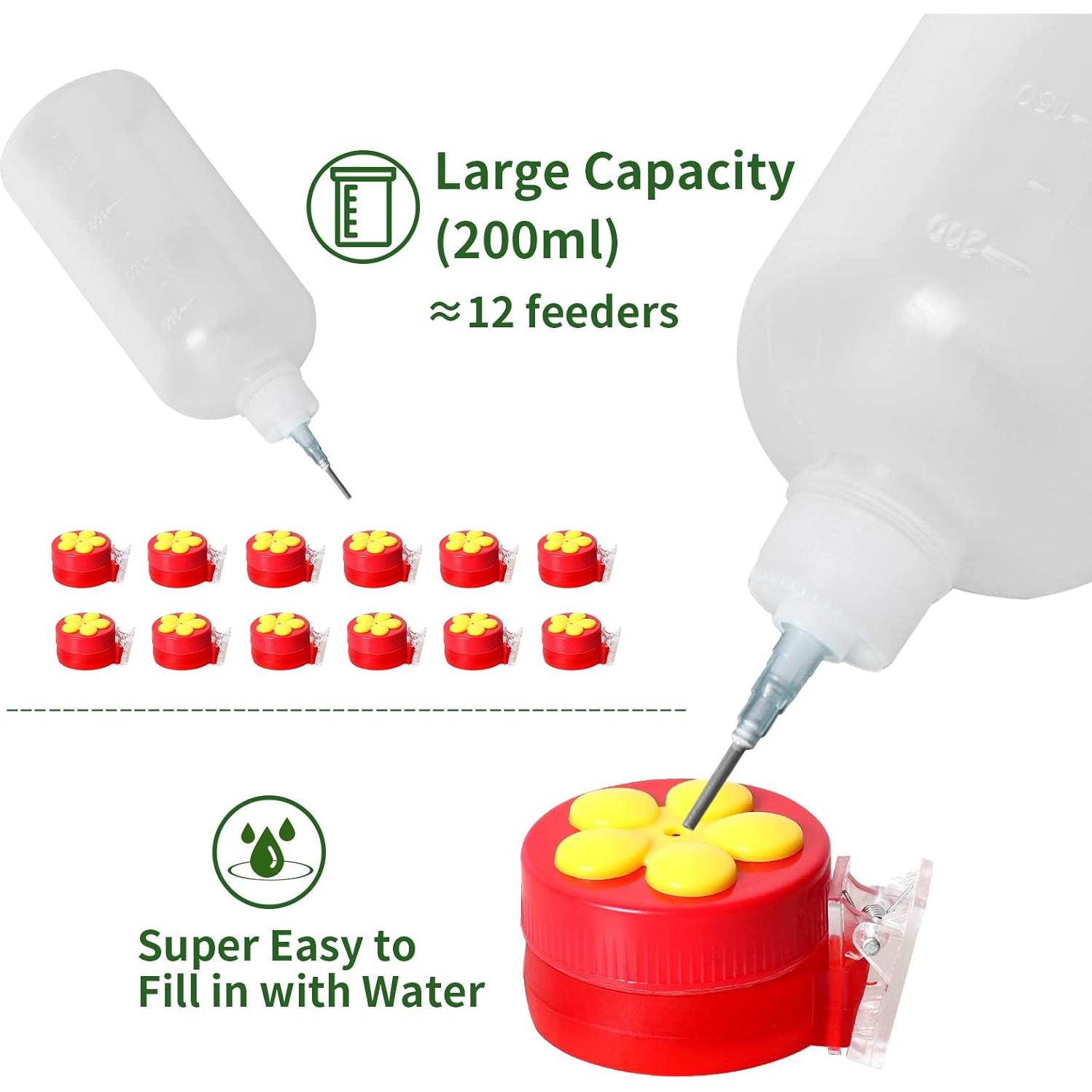 Alimentador de Colibrí PiiSheou Rojo con Clips - Paquete de 4