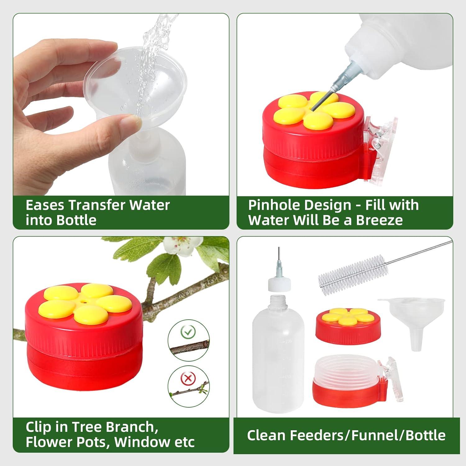 Alimentador de Colibrí PiiSheou Rojo con Clips - Paquete de 4