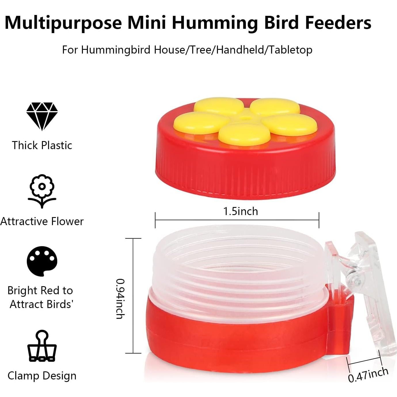 Alimentador de Colibrí PiiSheou Rojo con Clips - Paquete de 4