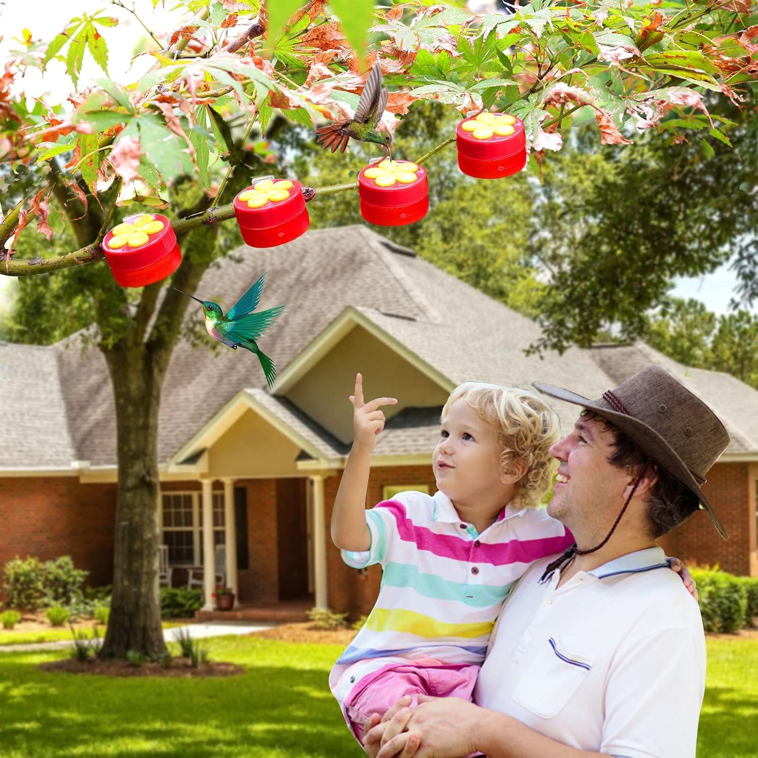 Alimentador de Colibrí PiiSheou Rojo con Clips - Paquete de 4