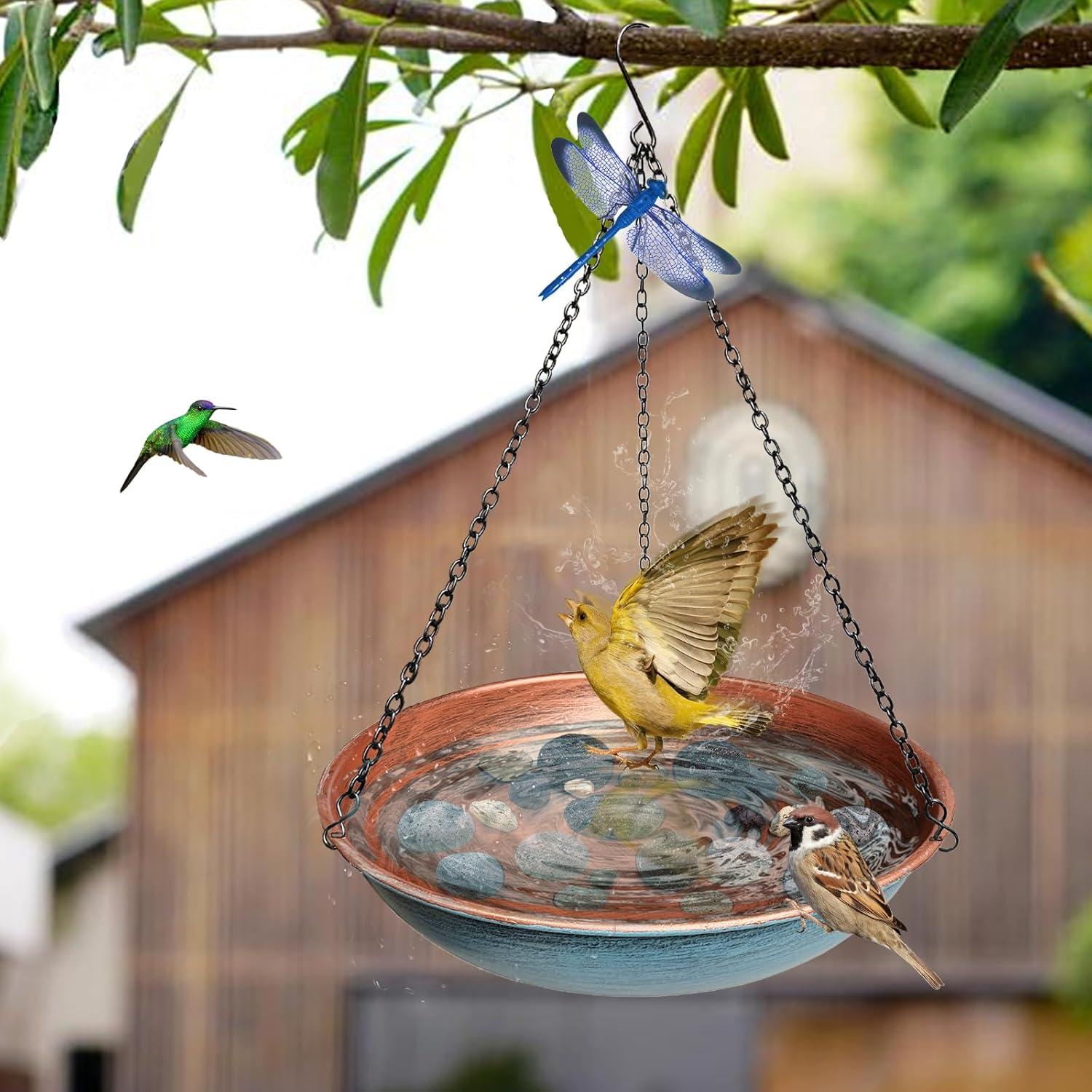 Baño de Aves Colgante WANGIRO 28 cm Cobre Azul Resistente