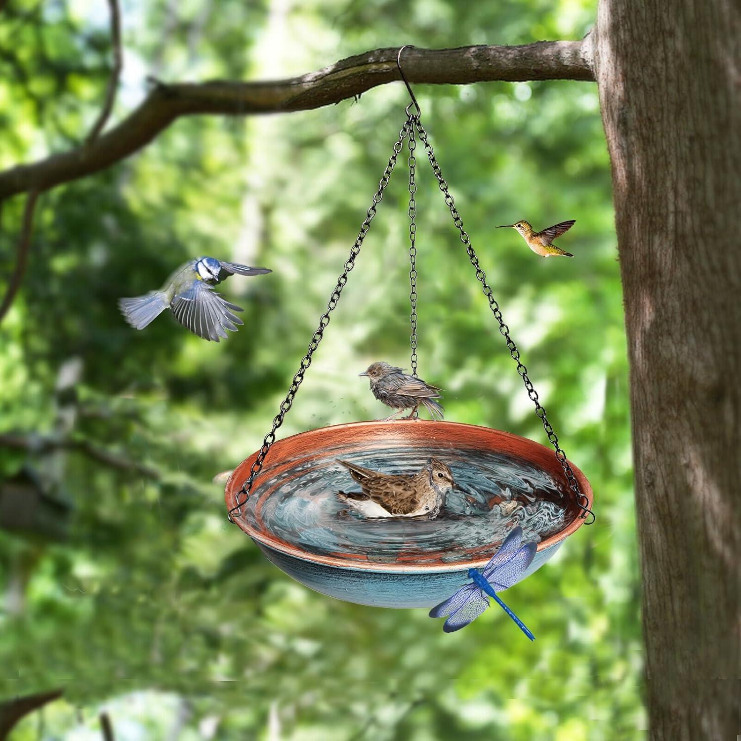 Baño de Aves Colgante WANGIRO 28 cm Cobre Azul Resistente