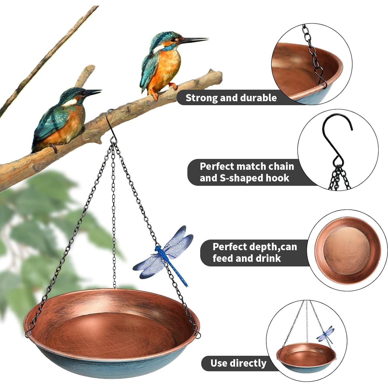 Baño de Aves Colgante WANGIRO 28 cm Cobre Azul Resistente