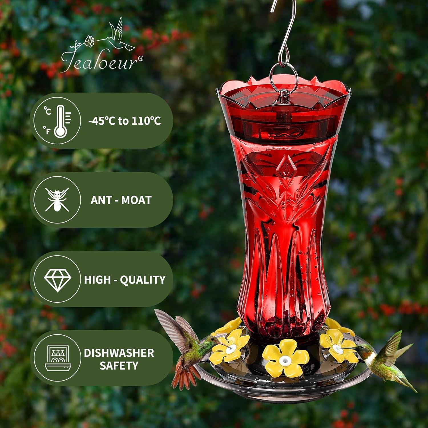 Comedero para Colibríes Jealoeur Rojo 0.51L 6 Puertos Antibacterias