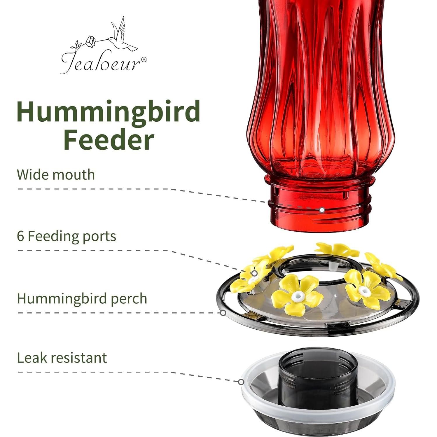 Comedero para Colibríes Jealoeur Rojo 0.51L 6 Puertos Antibacterias