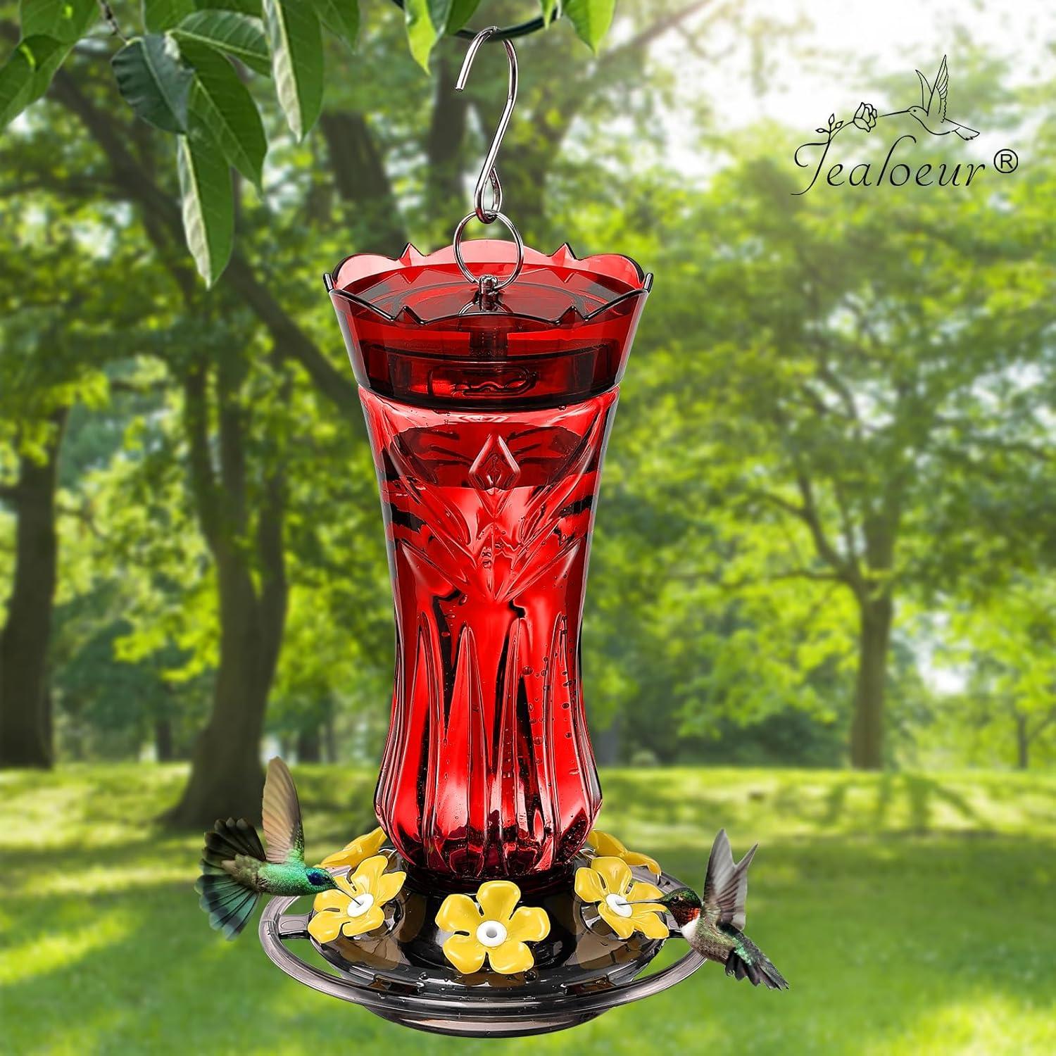 Comedero para Colibríes Jealoeur Rojo 0.51L 6 Puertos Antibacterias