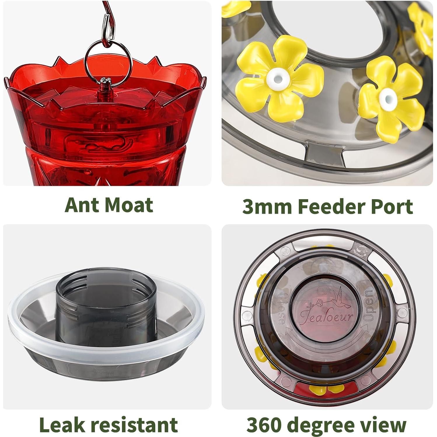 Comedero para Colibríes Jealoeur Rojo 0.51L 6 Puertos Antibacterias