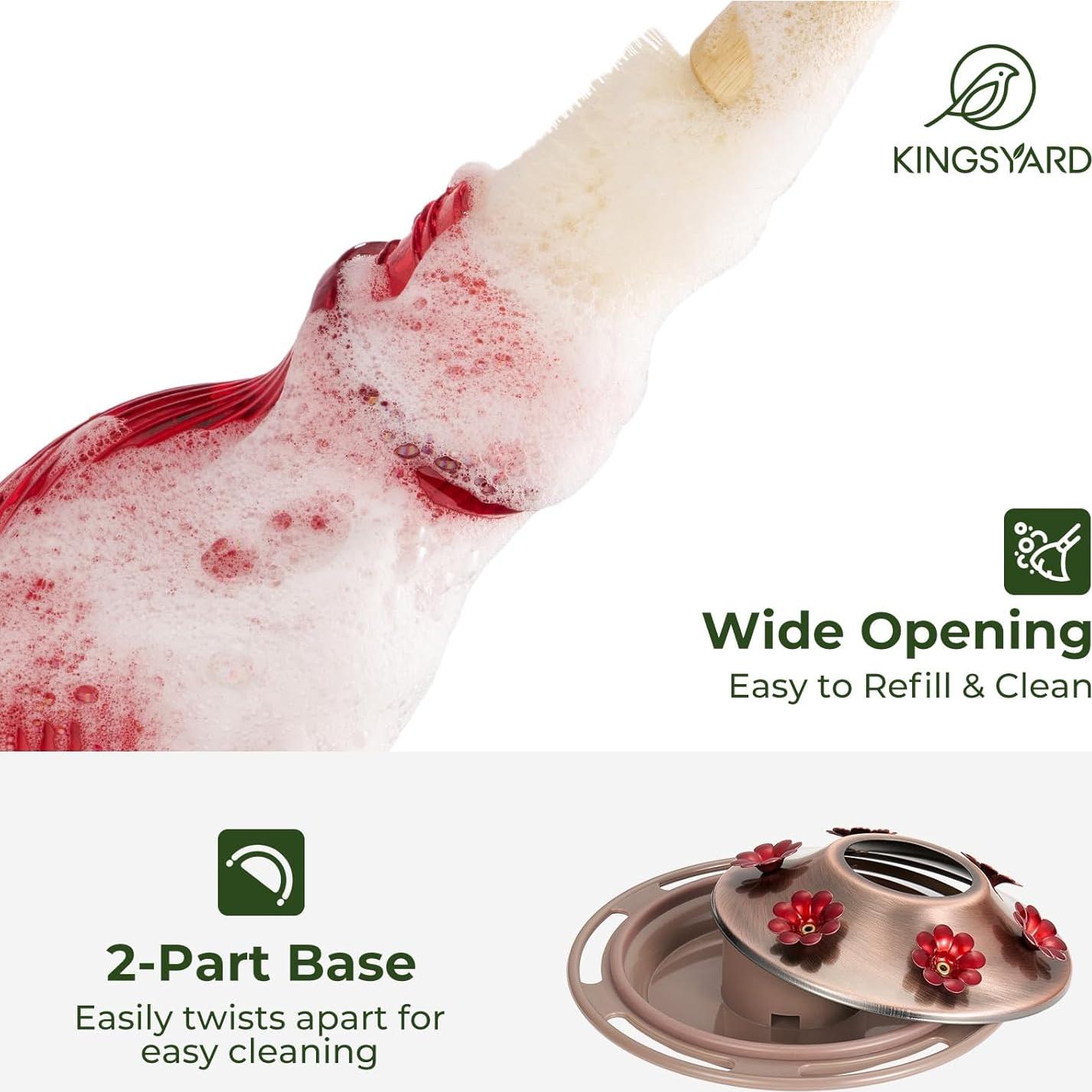 Alimentador de Colibrí de Vidrio Kingsyard 24 oz Rojo con 6 Puertos