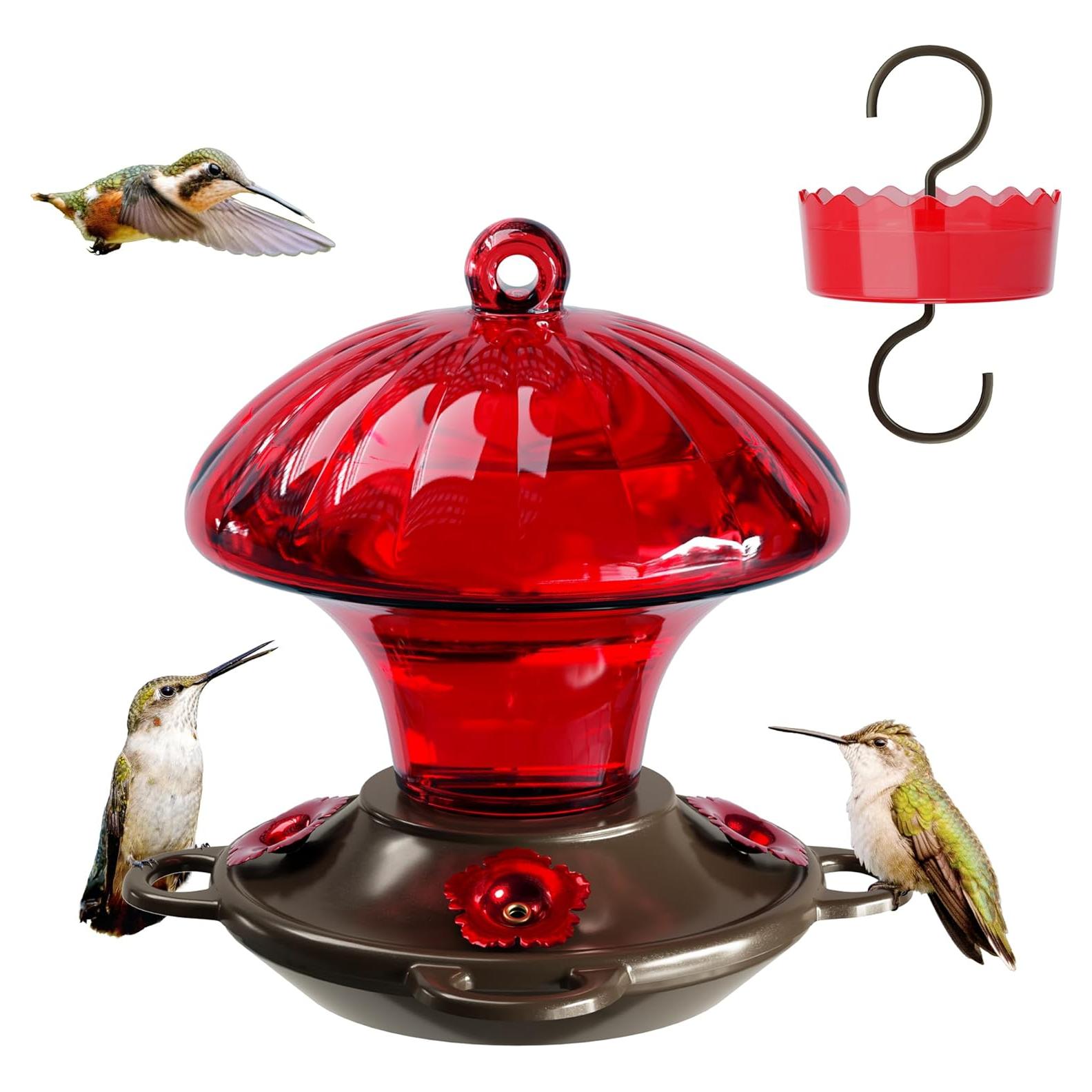 Comedero para Colibríes Auslar 0.44L Vidrio Rojo Colgante