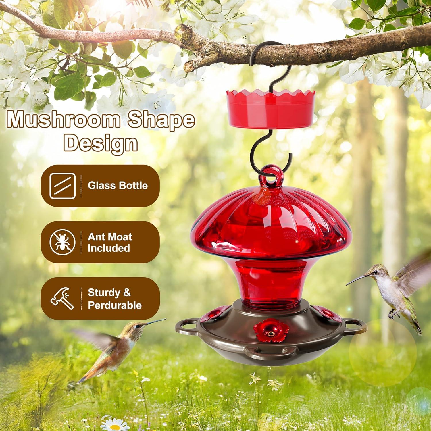 Comedero para Colibríes Auslar 0.44L Vidrio Rojo Colgante