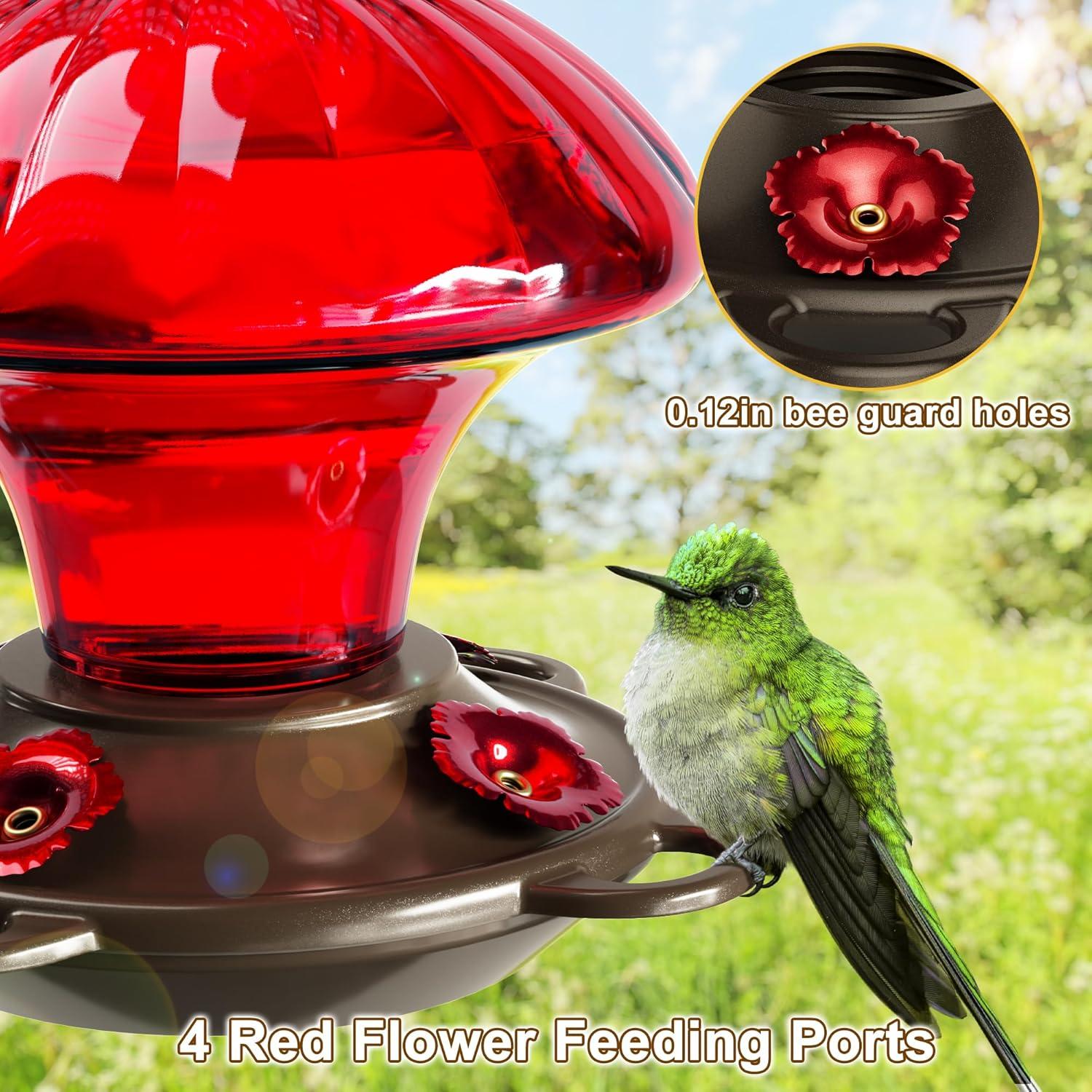 Comedero para Colibríes Auslar 0.44L Vidrio Rojo Colgante