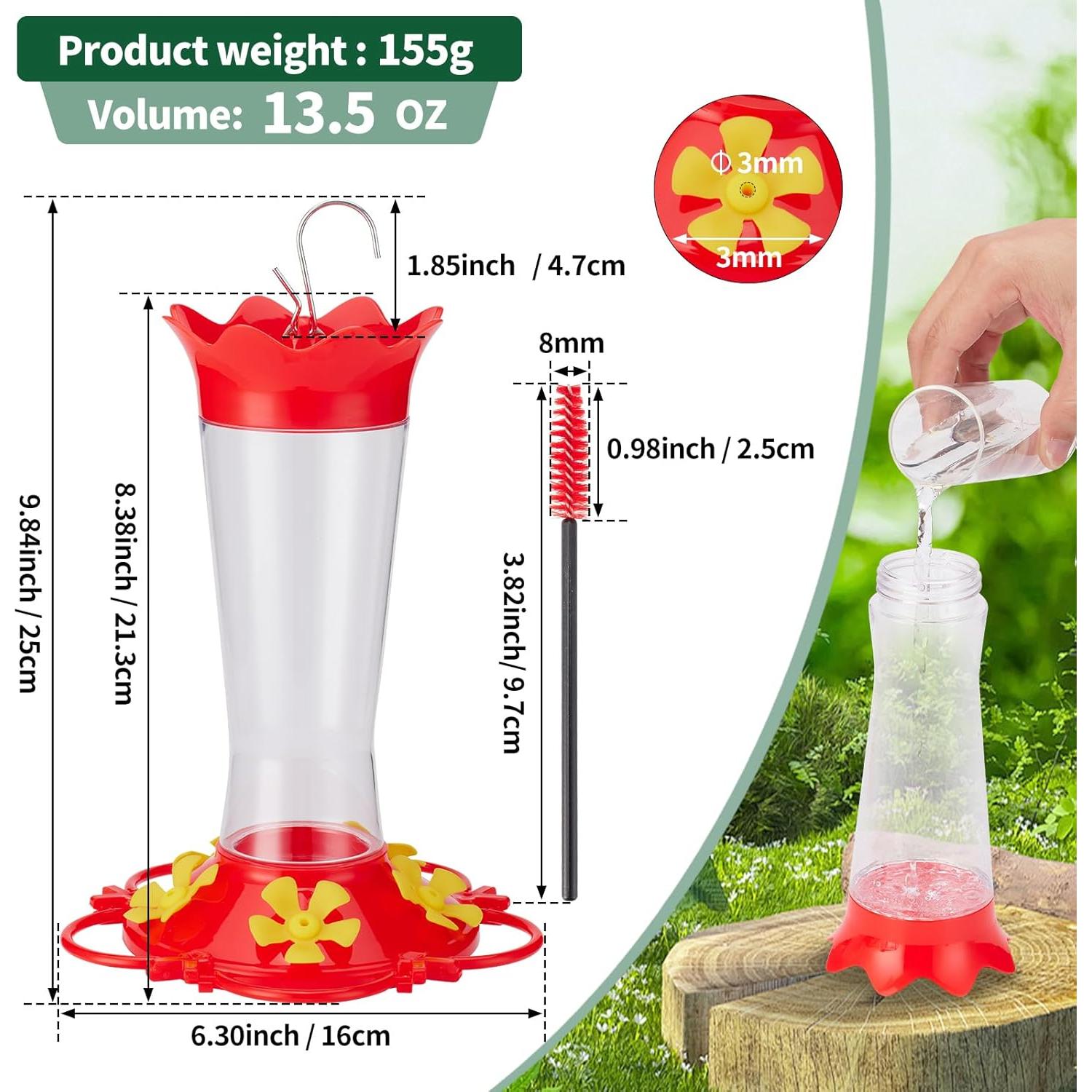 Comedero para Colibríes HUISPARK 381 ml Rojo y Amarillo