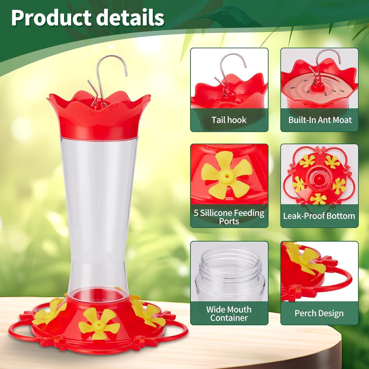 Comedero para Colibríes HUISPARK 381 ml Rojo y Amarillo