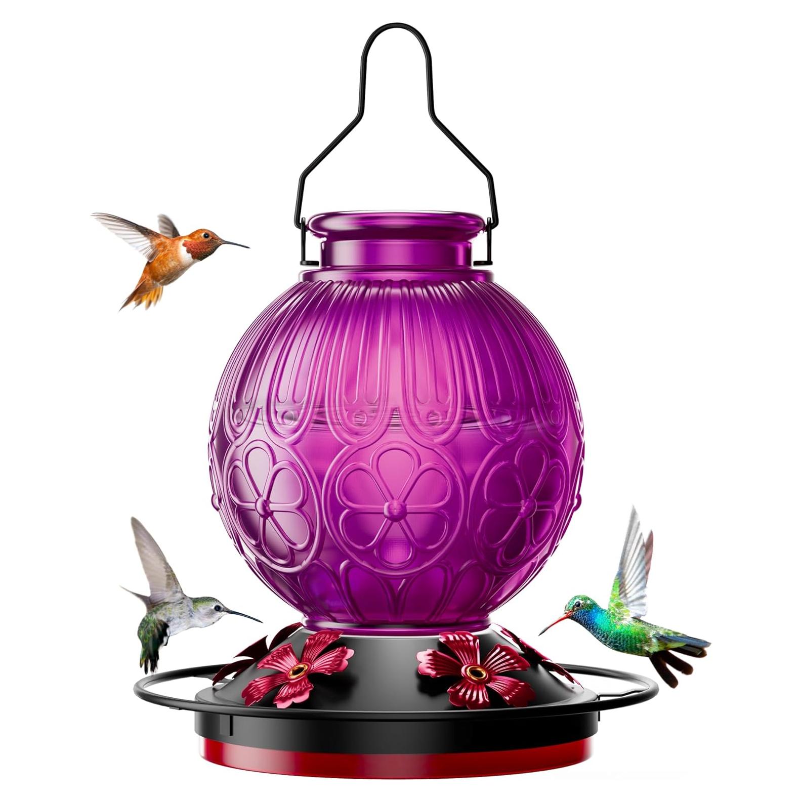 Alimentador de Colibríes 0.72L Solawngarden Vidrio Púrpura