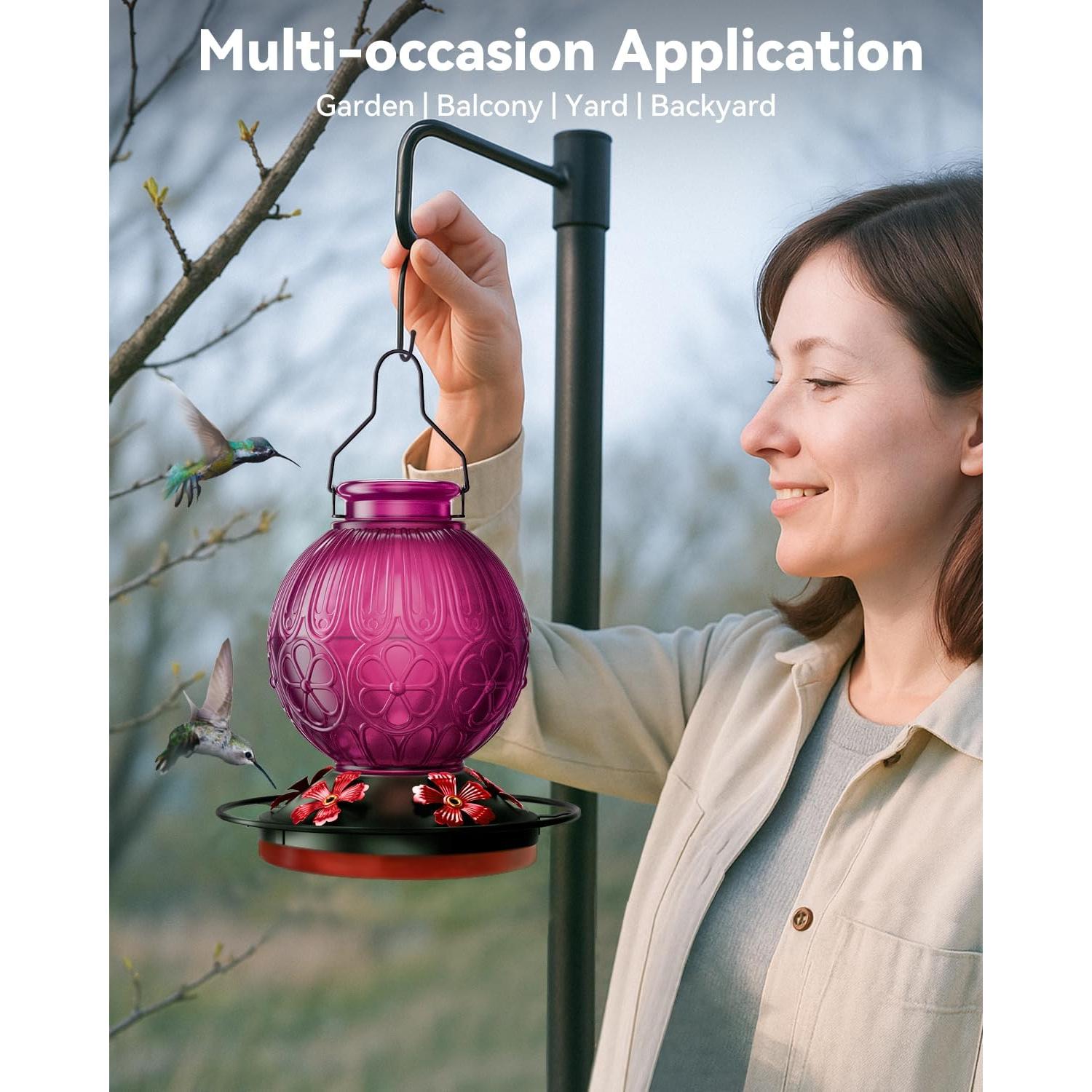 Alimentador de Colibríes 0.72L Solawngarden Vidrio Púrpura