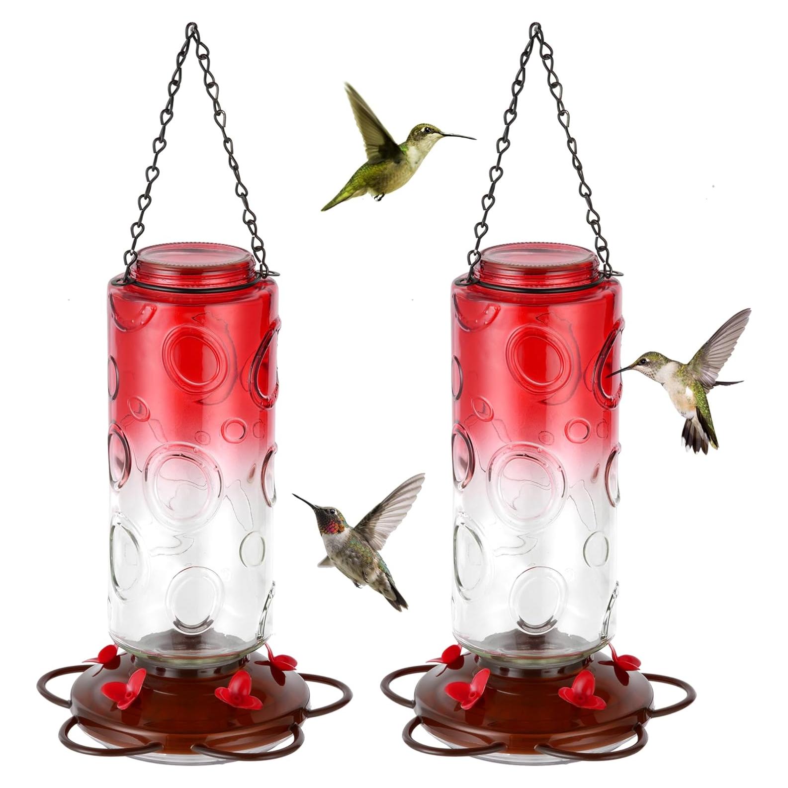 Alimentador de Colibríes Urban Deco 0.88L Vidrio Rojo 5 Estaciones