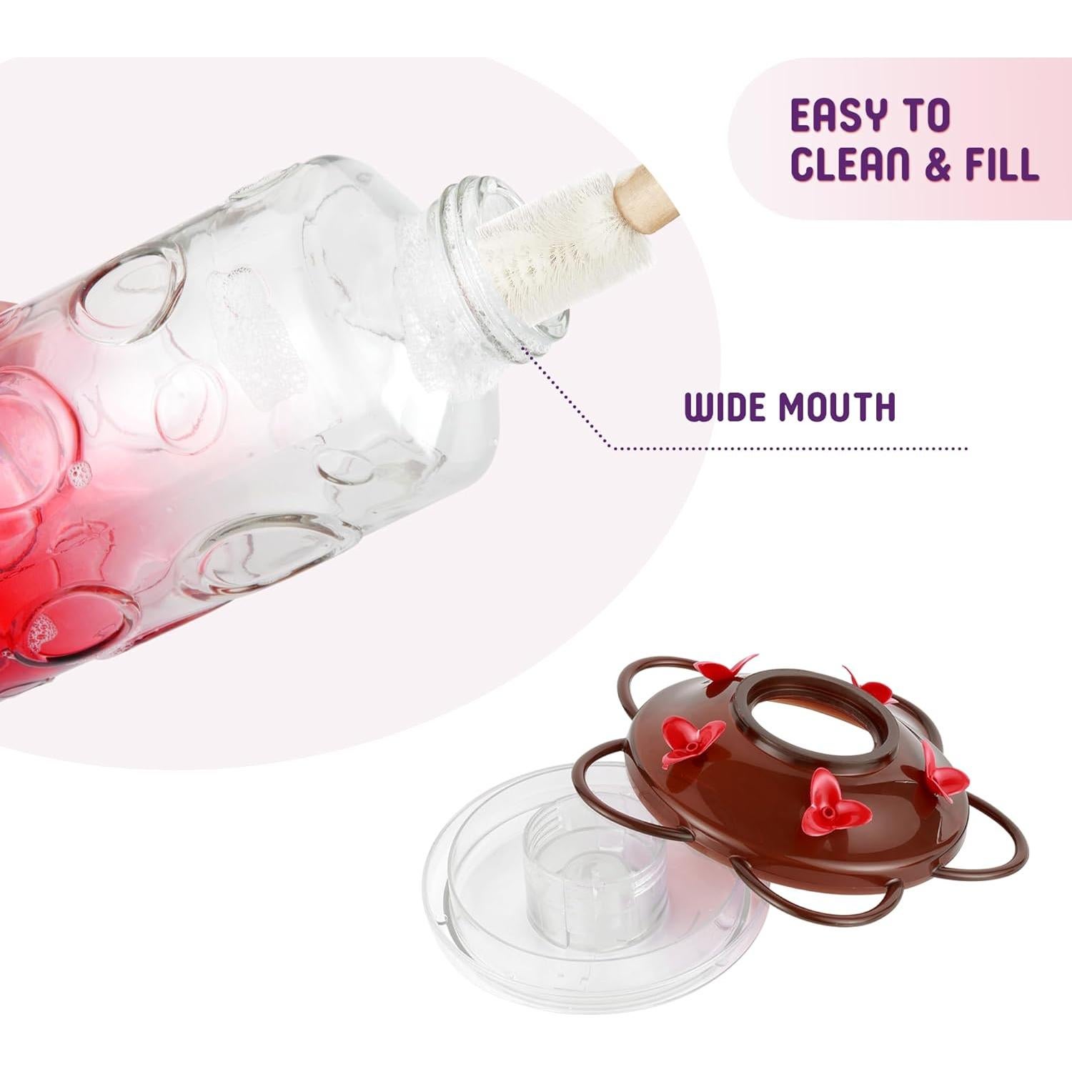 Alimentador de Colibríes Urban Deco 0.88L Vidrio Rojo 5 Estaciones