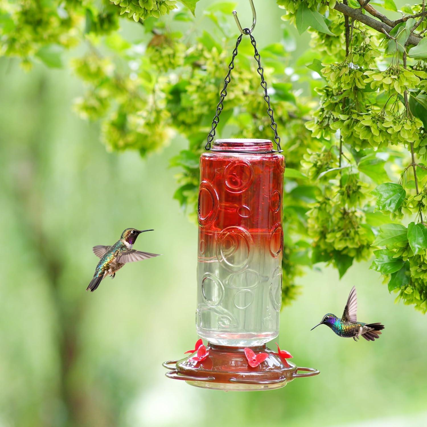 Alimentador de Colibríes Urban Deco 0.88L Vidrio Rojo 5 Estaciones