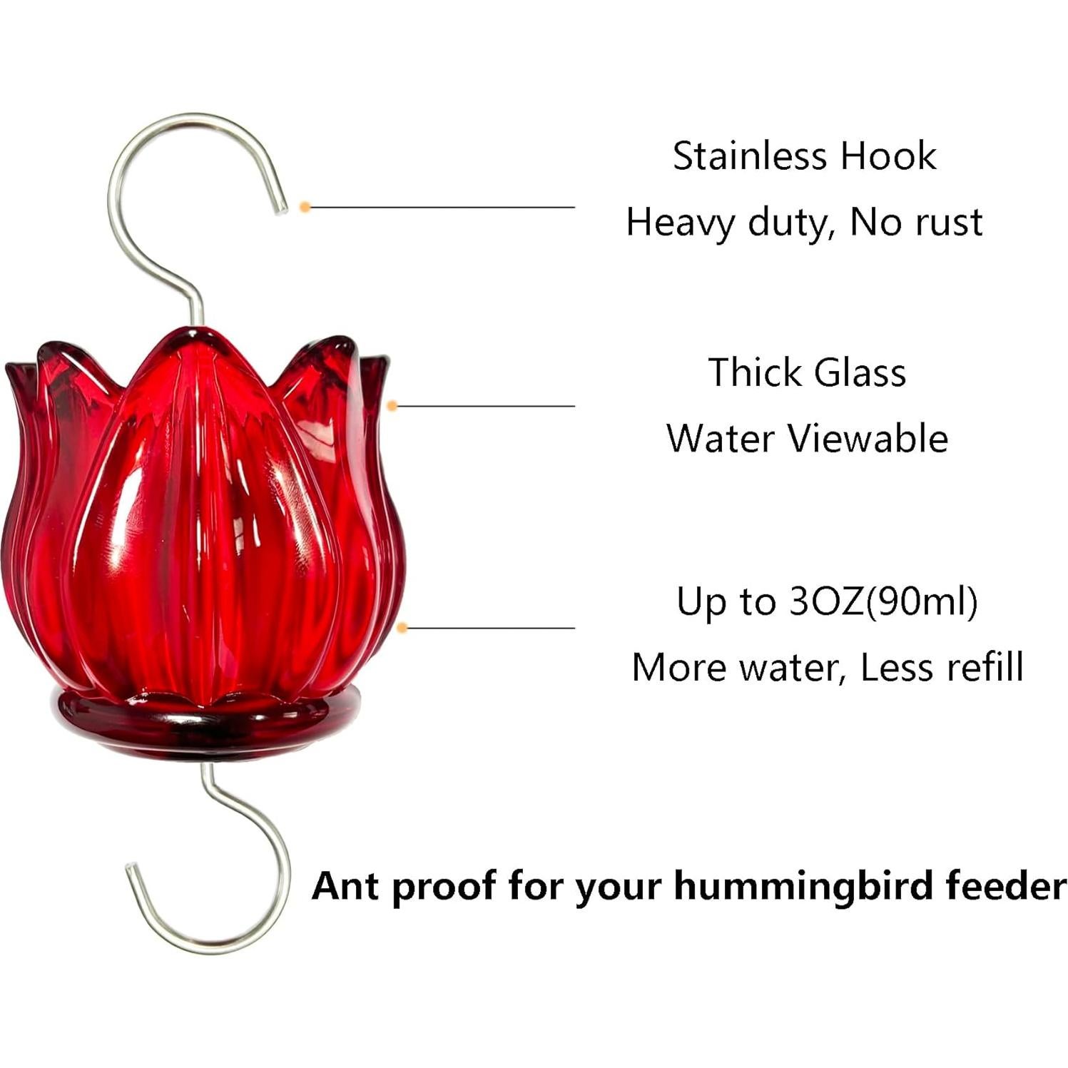 Moat de Vidrio WOWARE para Alimentador de Colibríes 90ml Rojo