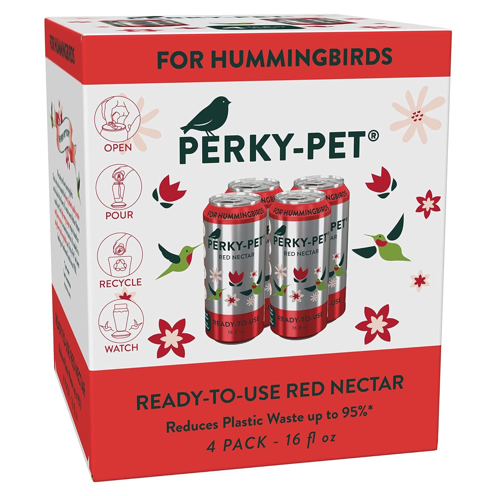 Néctar de Colibrí Rojo Perky-Pet 524 Listo para Usar - 4 Latas 473 ml