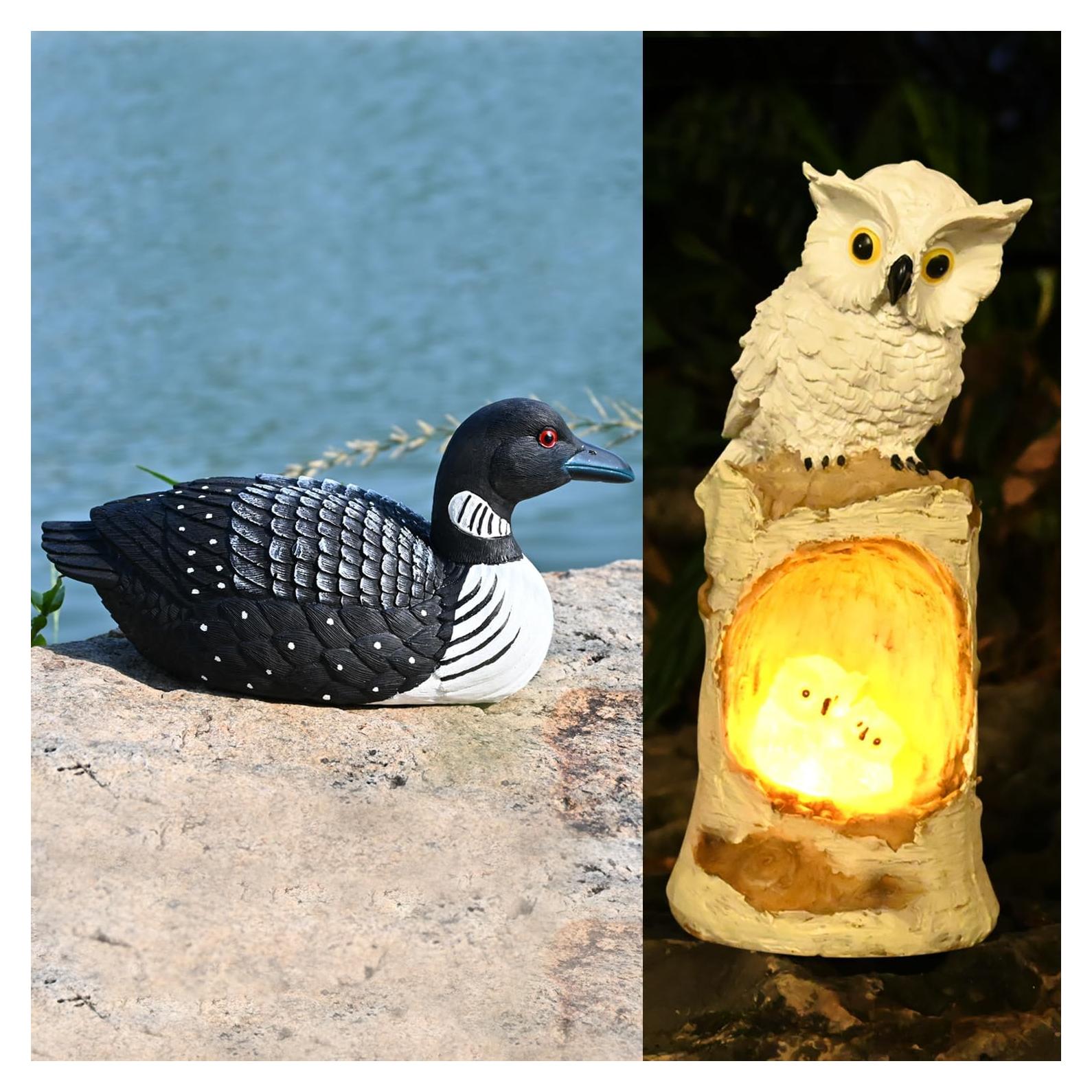 Estatua de Jardín Solar Pato Loon Resina Impermeable