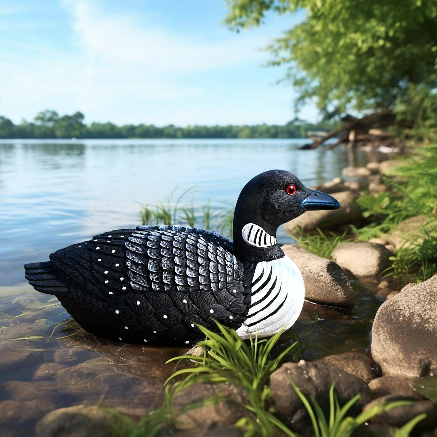Estatua de Jardín Solar Pato Loon Resina Impermeable