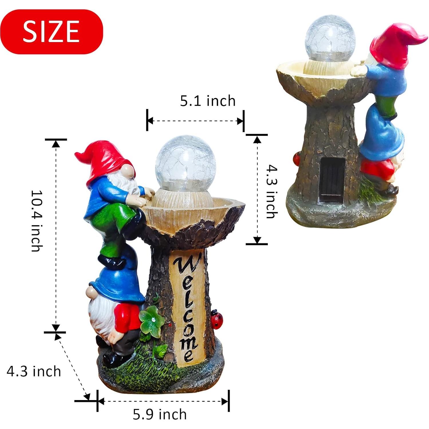 Estatua de Gnomo de Jardín Binqiuu con Luces LED Solares 26.4 cm