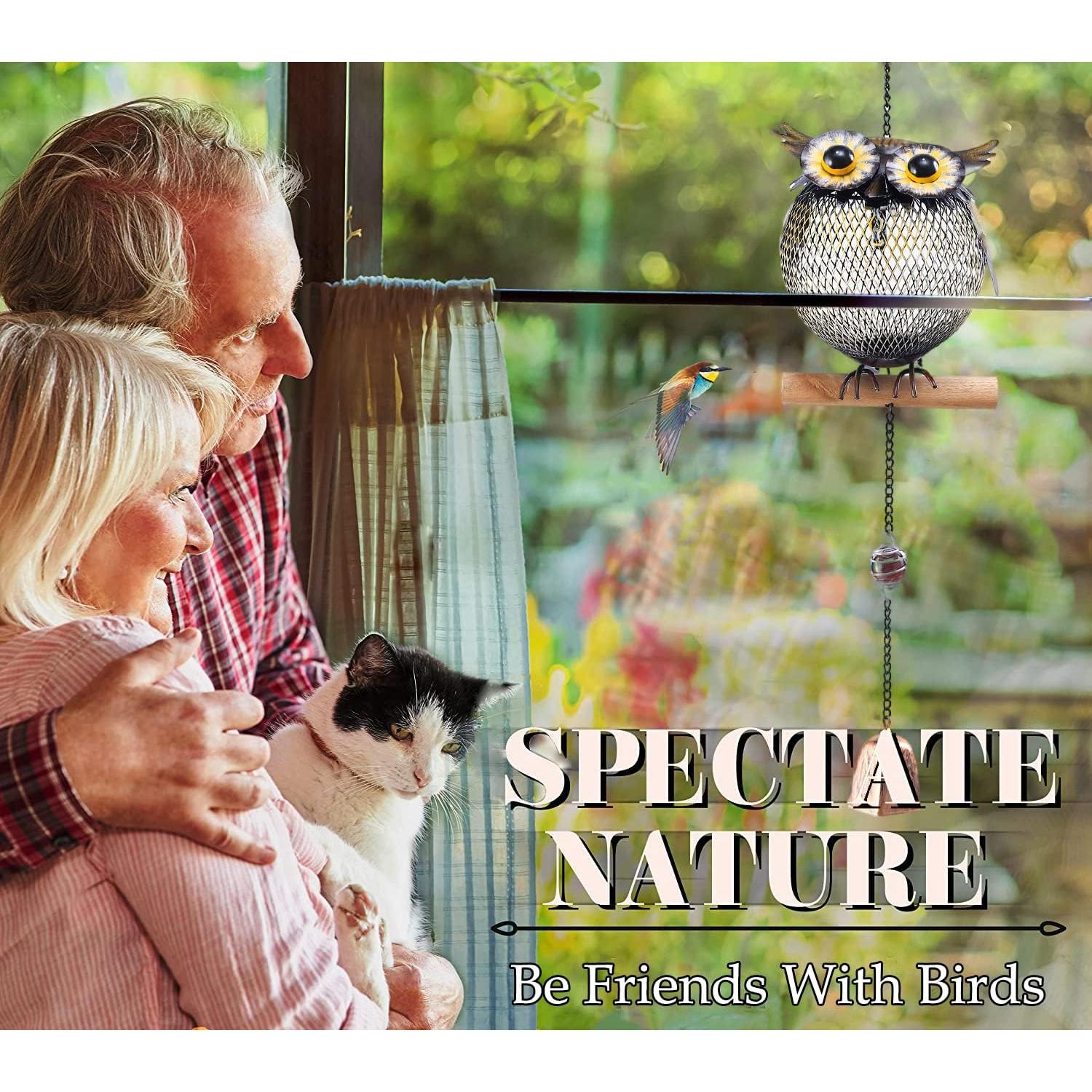 Comedero para Aves Solar WTREEW en Forma de Búho - 0.45kg