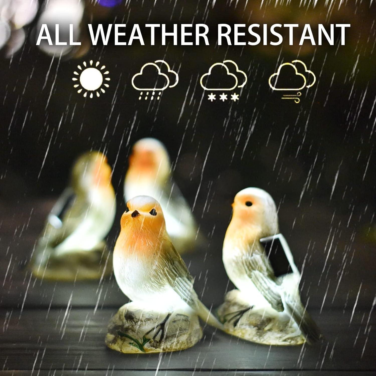 Estatua Decorativa Solar de Jardín - Luz de Pájaro Resistente