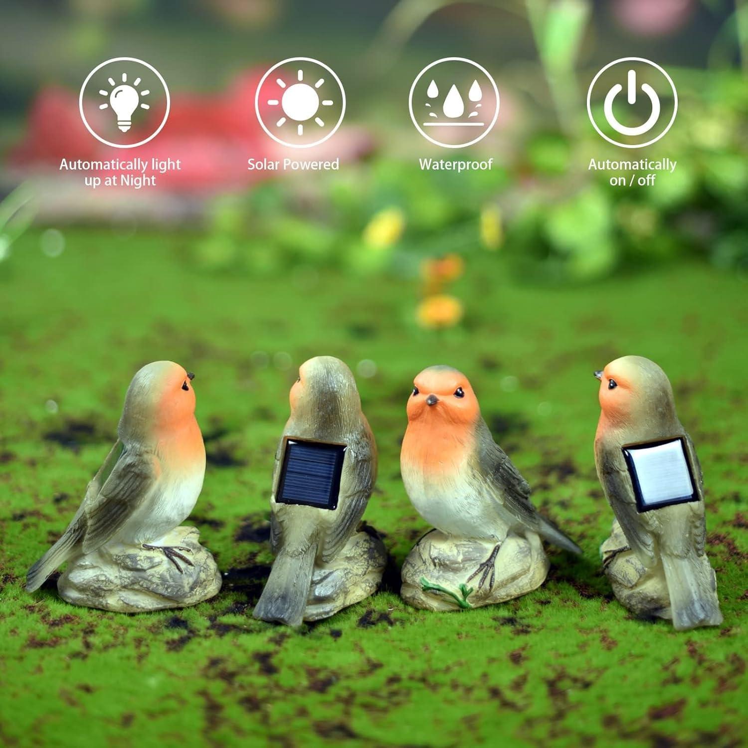 Estatua Decorativa Solar de Jardín - Luz de Pájaro Resistente