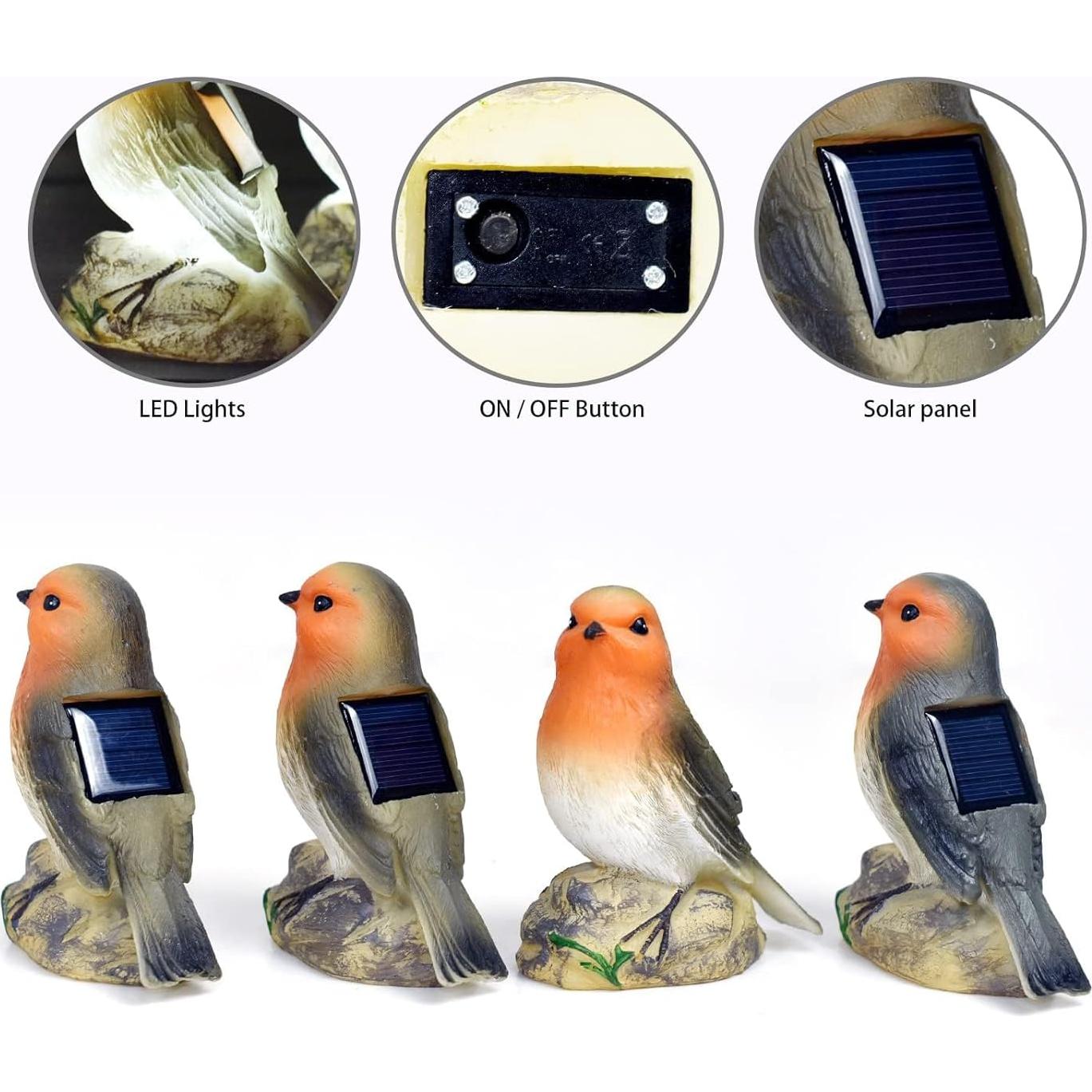 Estatua Decorativa Solar de Jardín - Luz de Pájaro Resistente