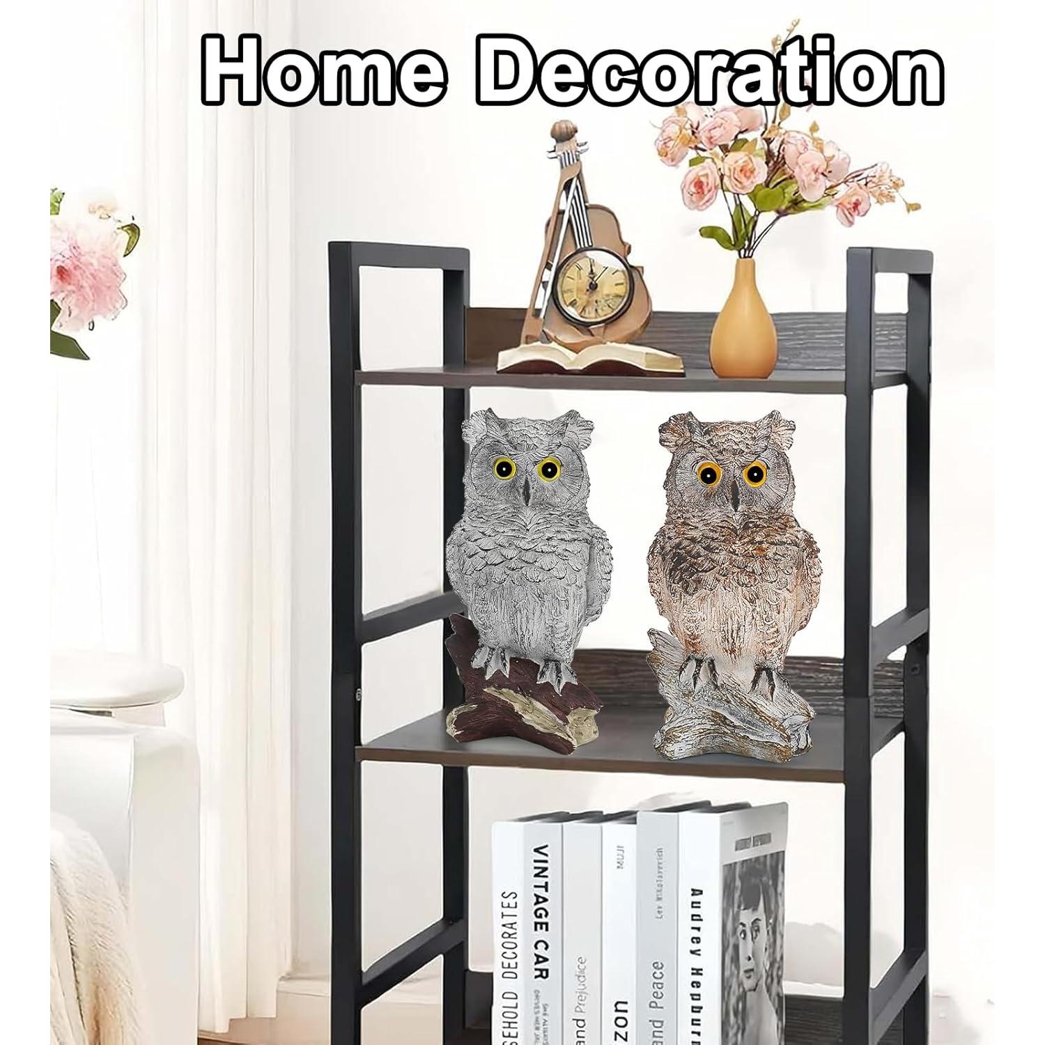 Estatua de Búho Gris Yanflerent en Resina para Jardín