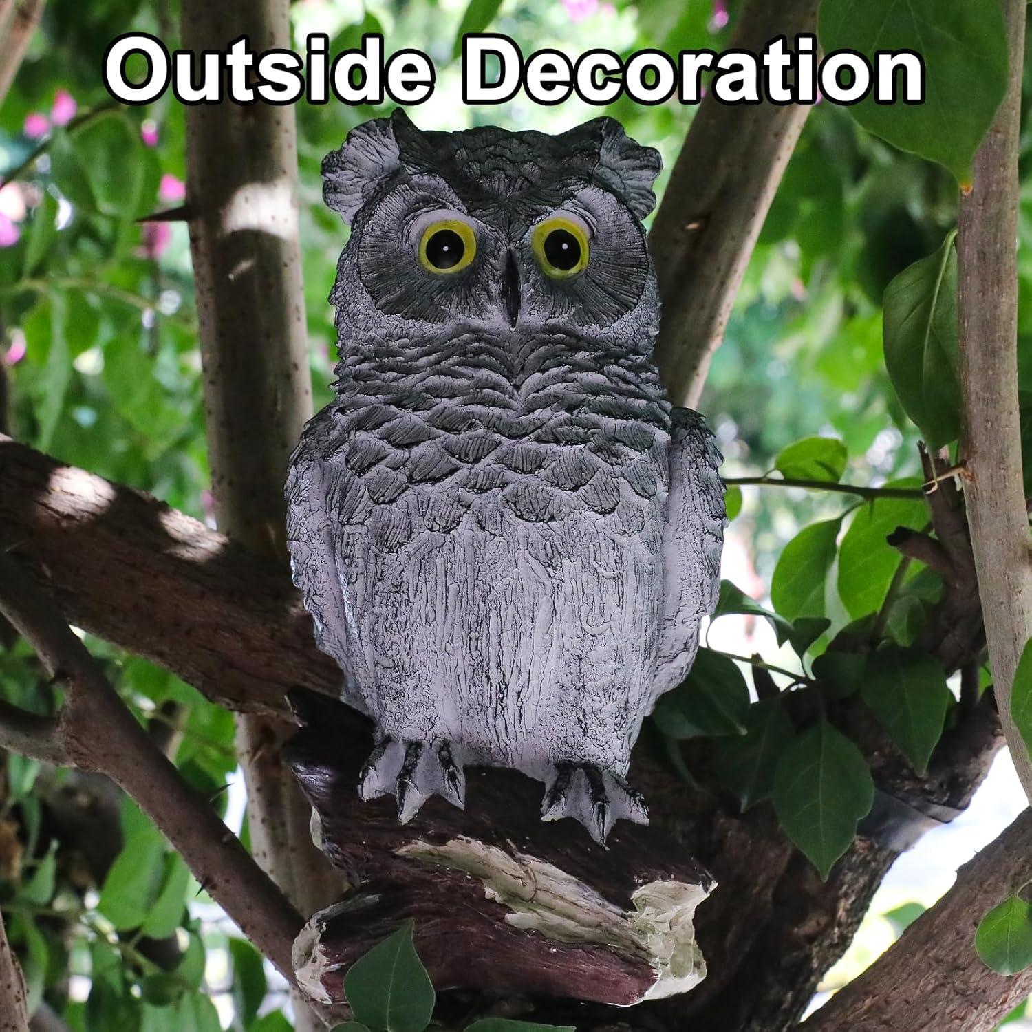 Estatua de Búho Gris Yanflerent en Resina para Jardín