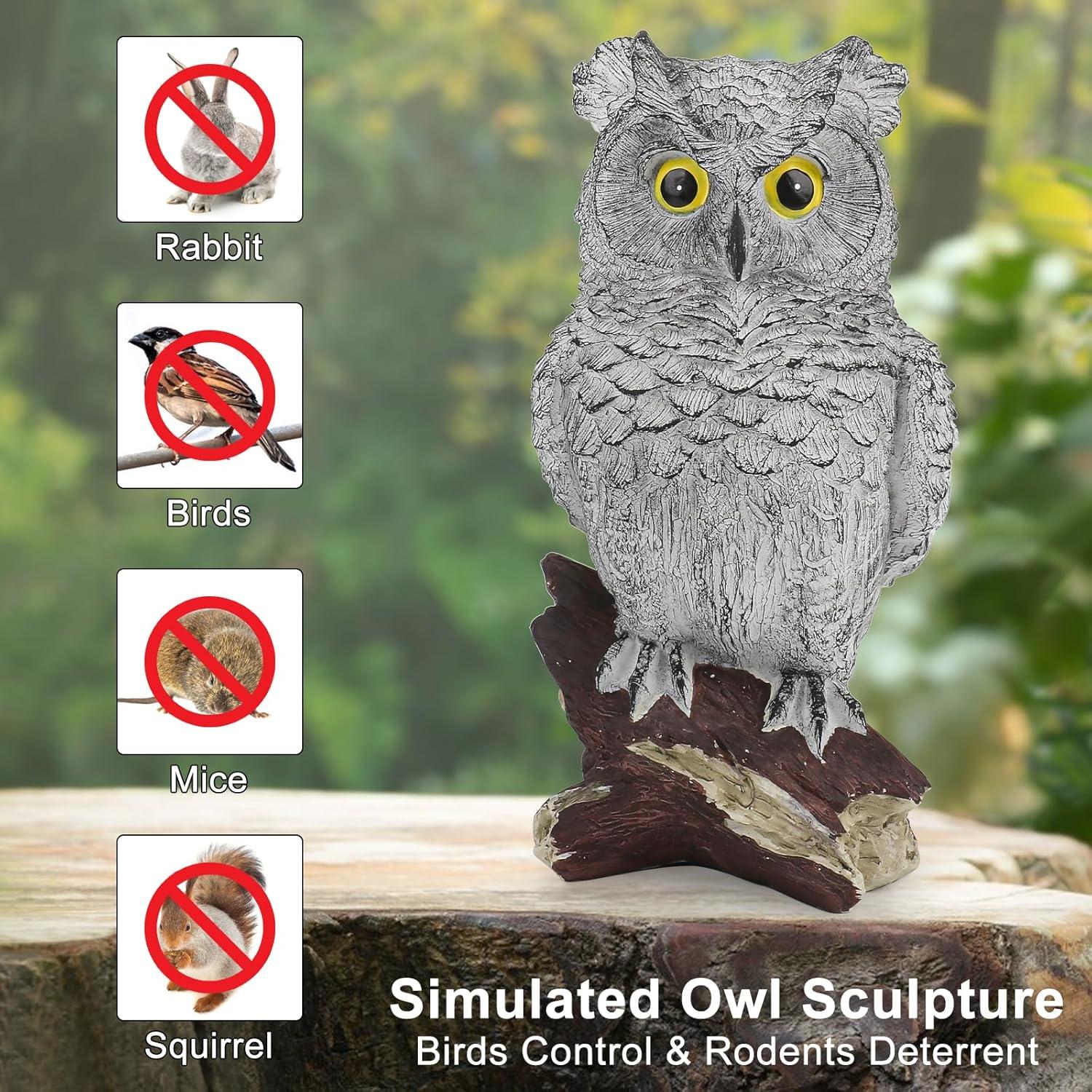 Estatua de Búho Gris Yanflerent en Resina para Jardín