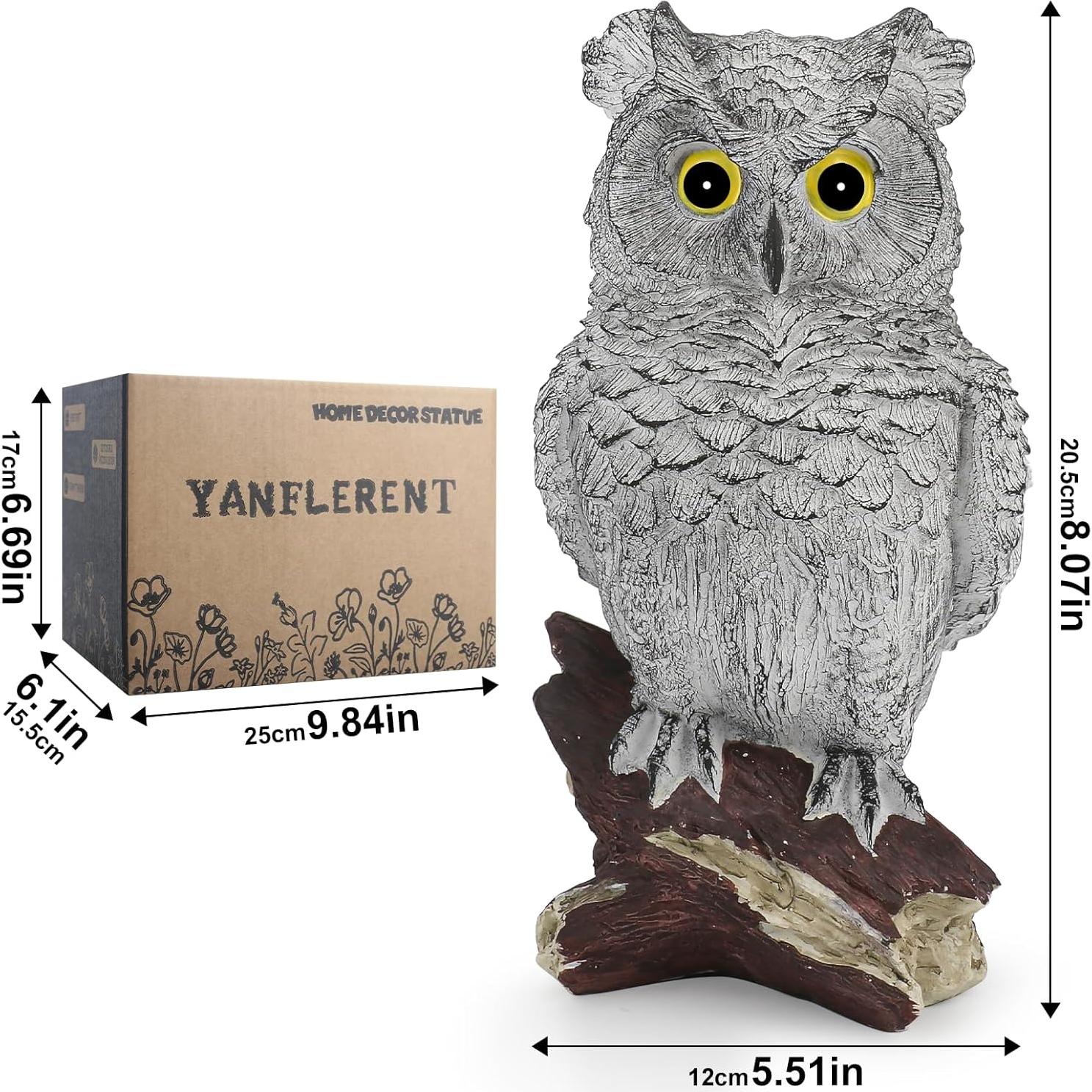 Estatua de Búho Gris Yanflerent en Resina para Jardín