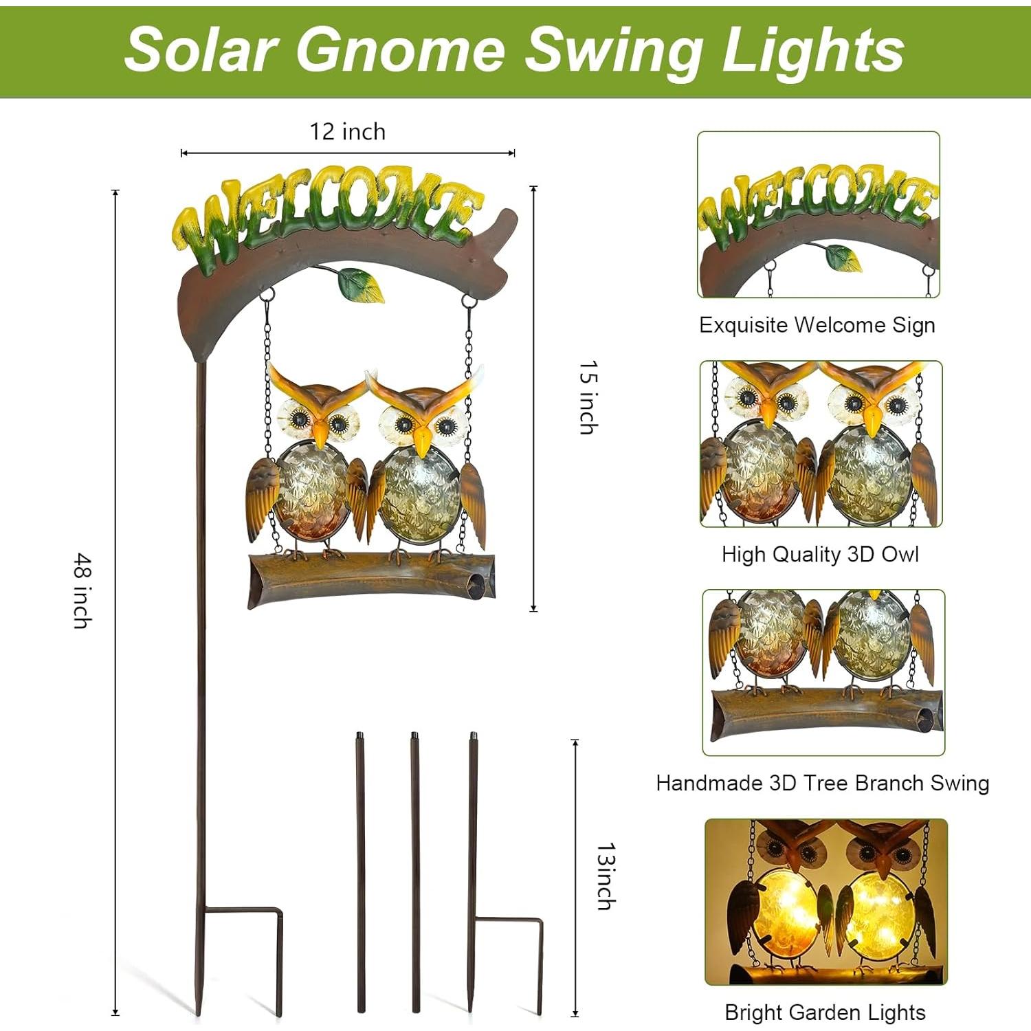 Luces Solares Decorativas HONGLAND Búho en Columpio 121.9cm