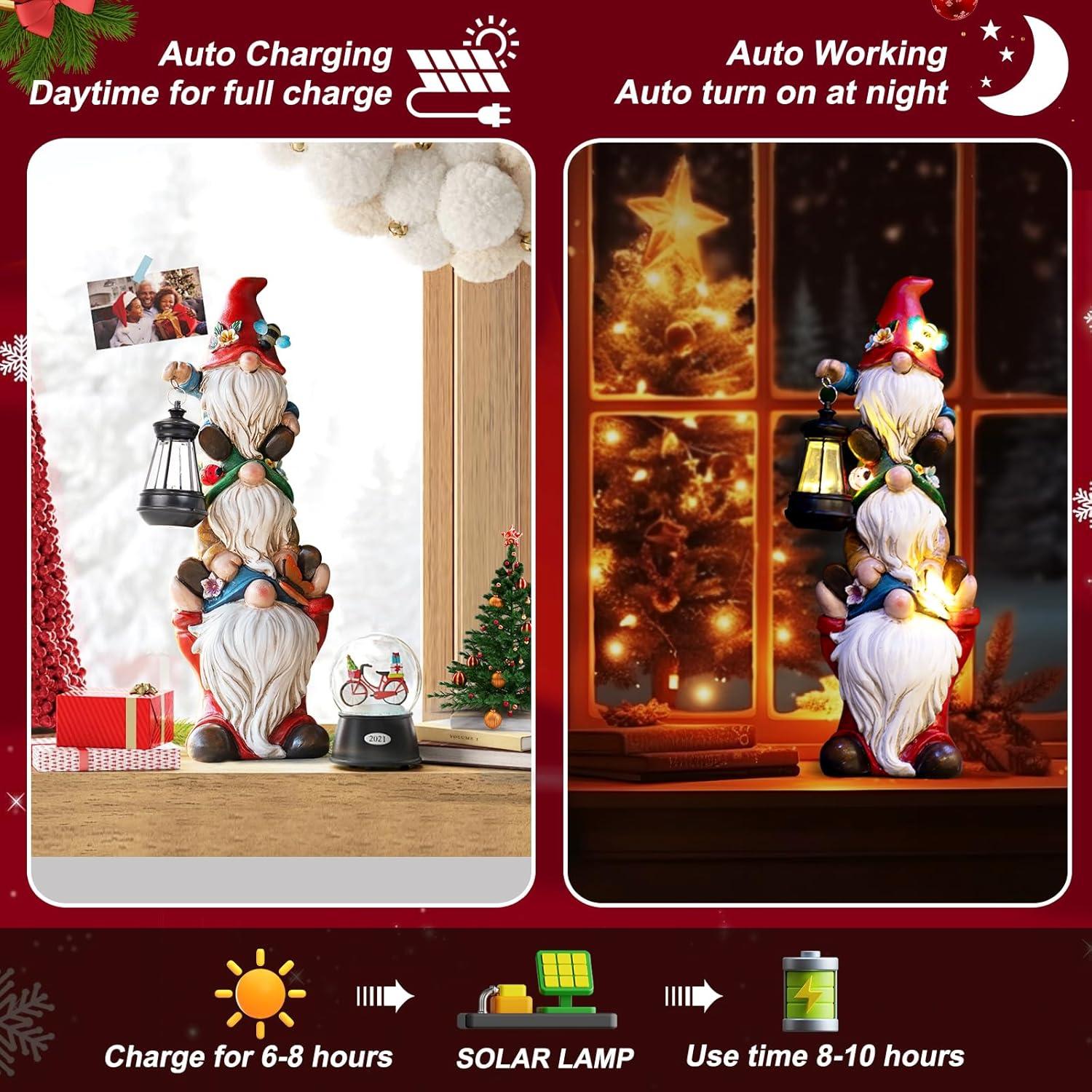 Estatua de Gnomo de Jardín Solar Twinbling 30.96 cm Multicolor