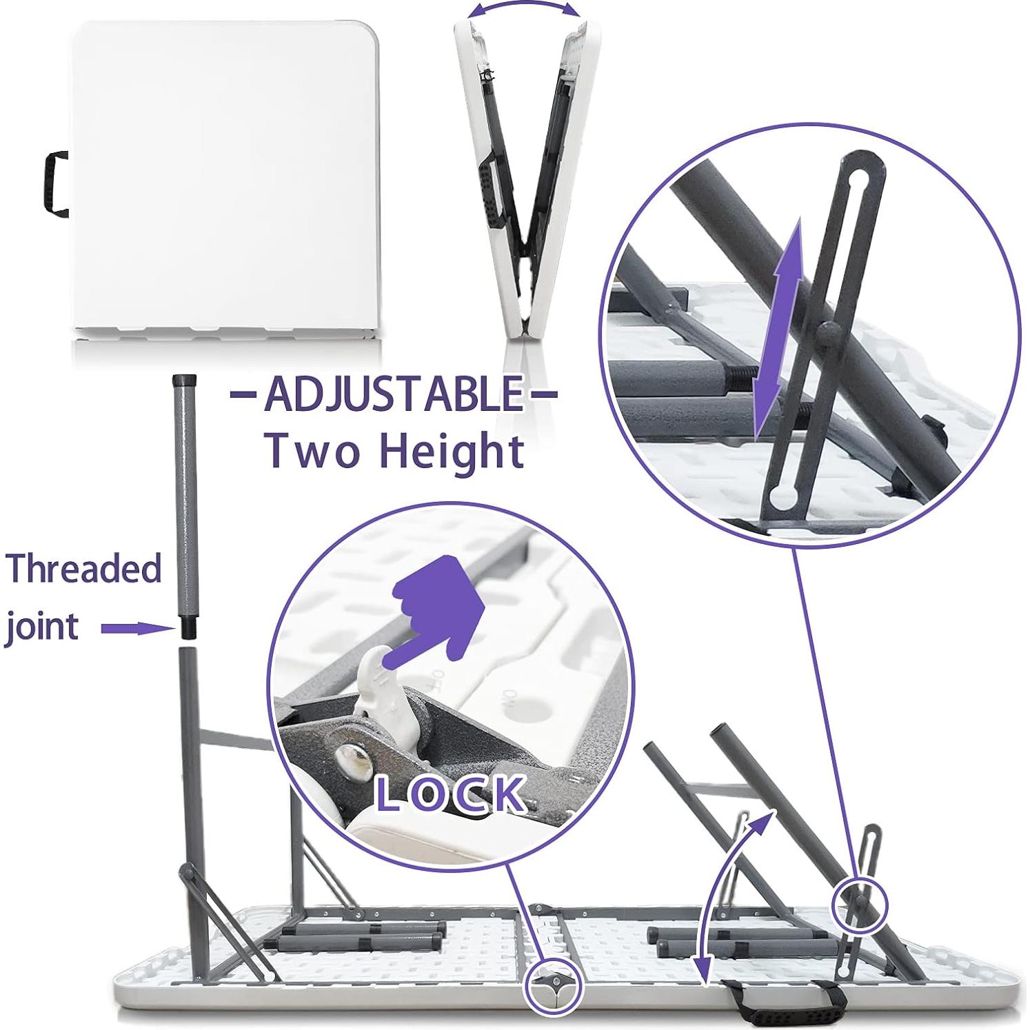 Mesa Plegable Gocamptoo 121,9x60,9 cm Blanca para Comedor