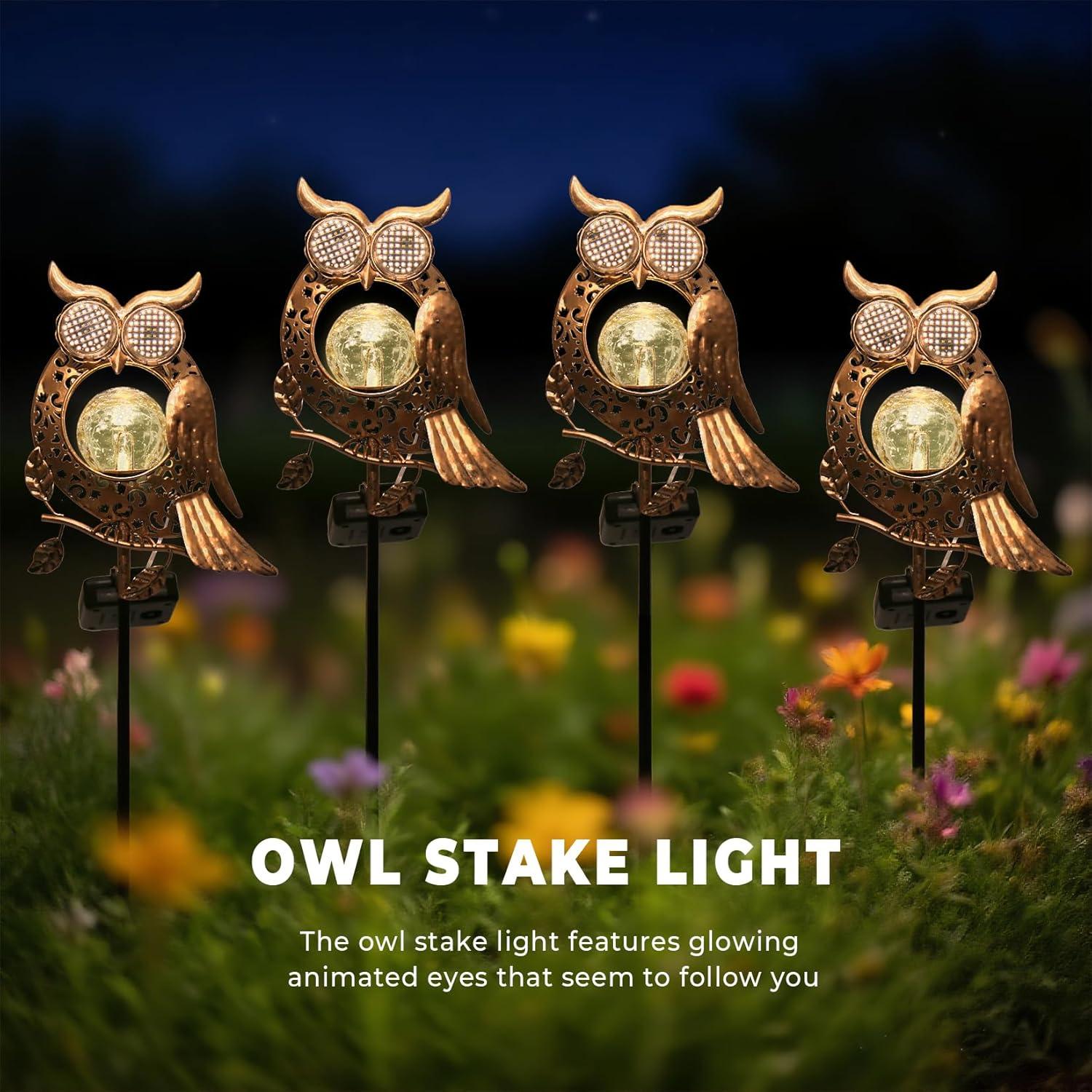 Luces Solares de Búho Kaixoxin con Ojos LED para Jardín