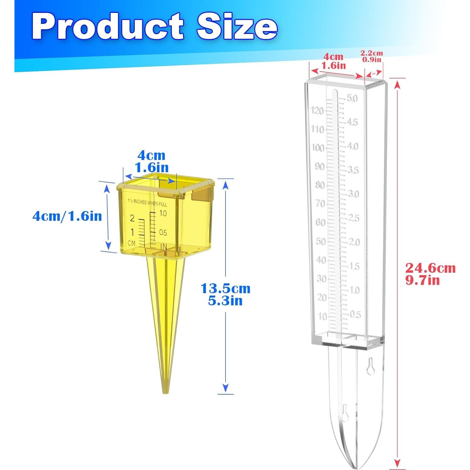 Medidor de Lluvia 3 Pcs Easecos, Plástico, 12.7 cm y 3.81 cm