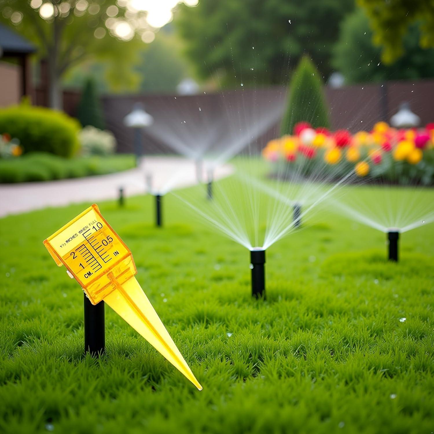 Mini Aspersor Portátil Amarillo y Pluviómetro 2.54cm PurYupearl