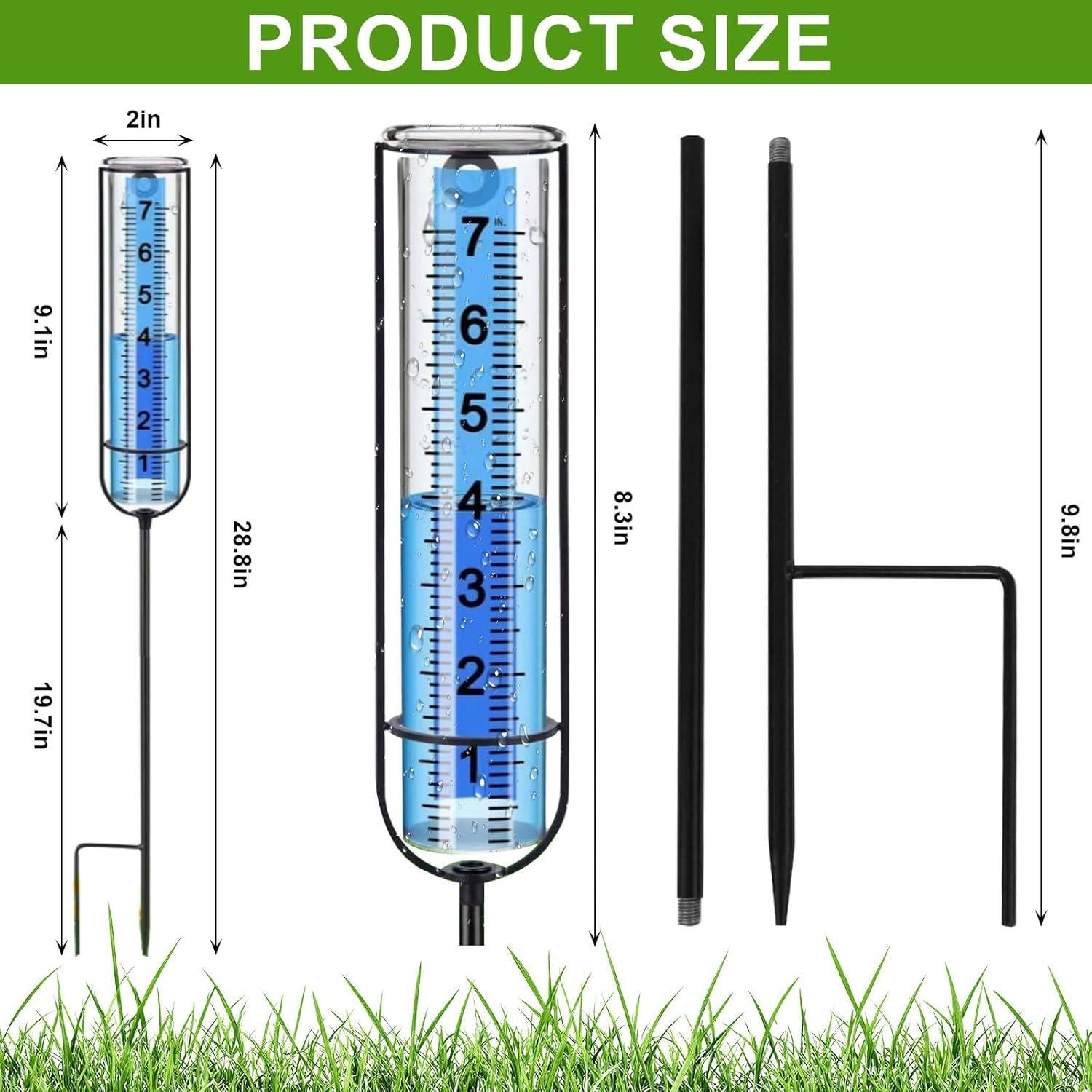 Pluviómetro 66 cm Apvok con Estaca de Metal para Jardín