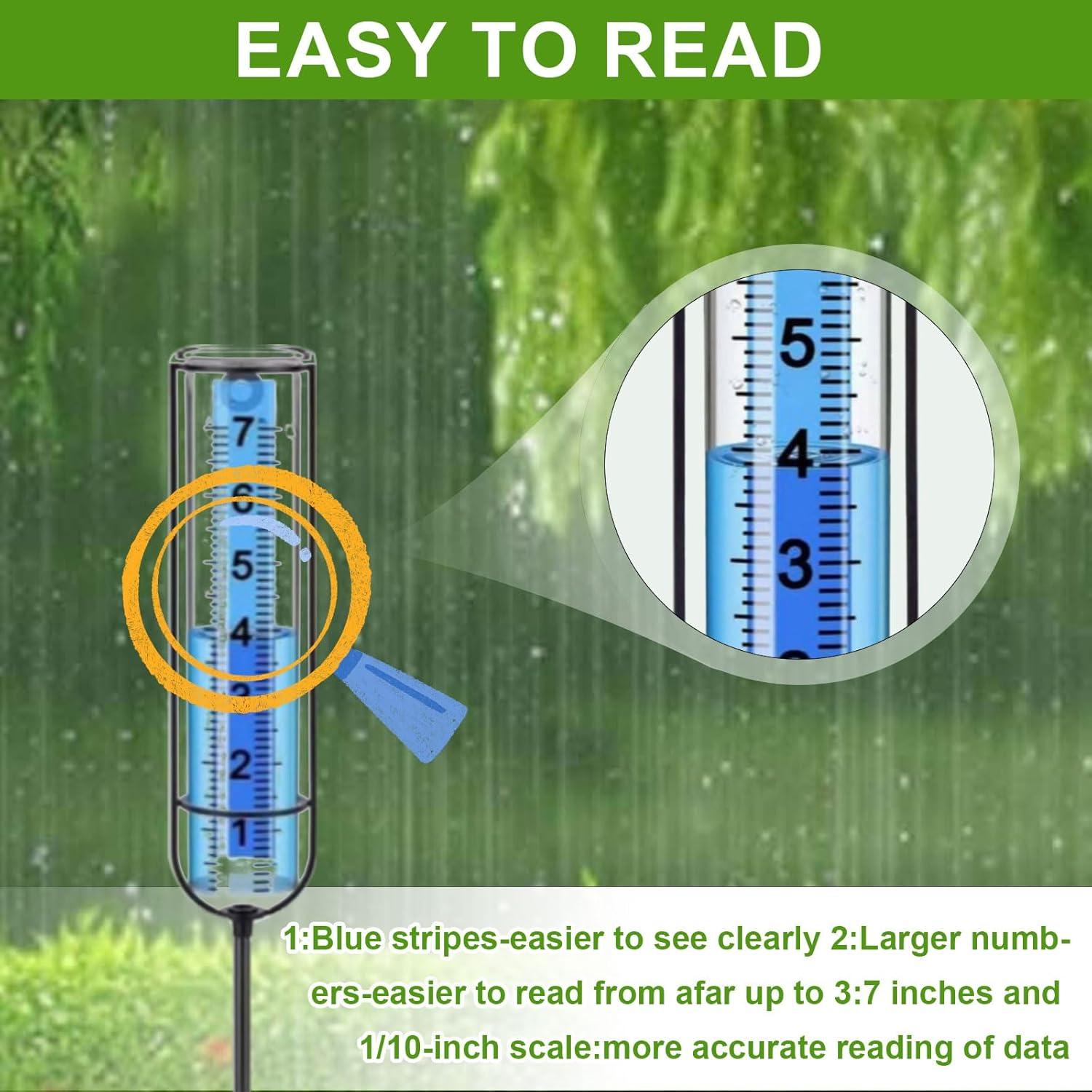 Pluviómetro 66 cm Apvok con Estaca de Metal para Jardín