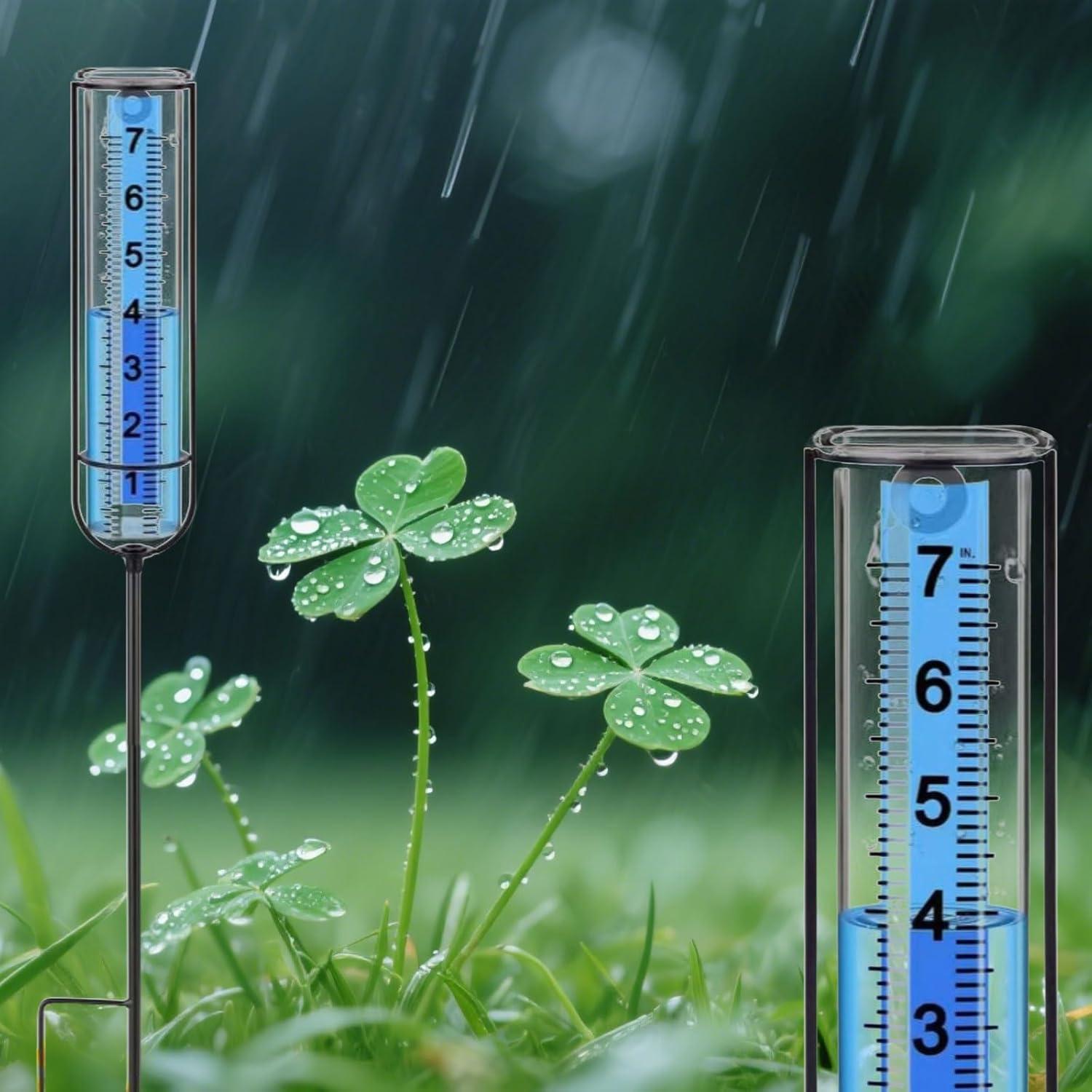 Pluviómetro 66 cm Apvok con Estaca de Metal para Jardín