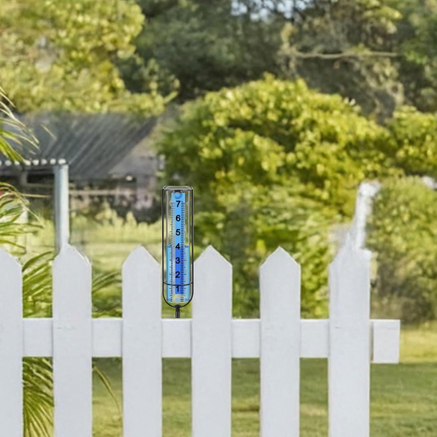 Pluviómetro 66 cm Apvok con Estaca de Metal para Jardín