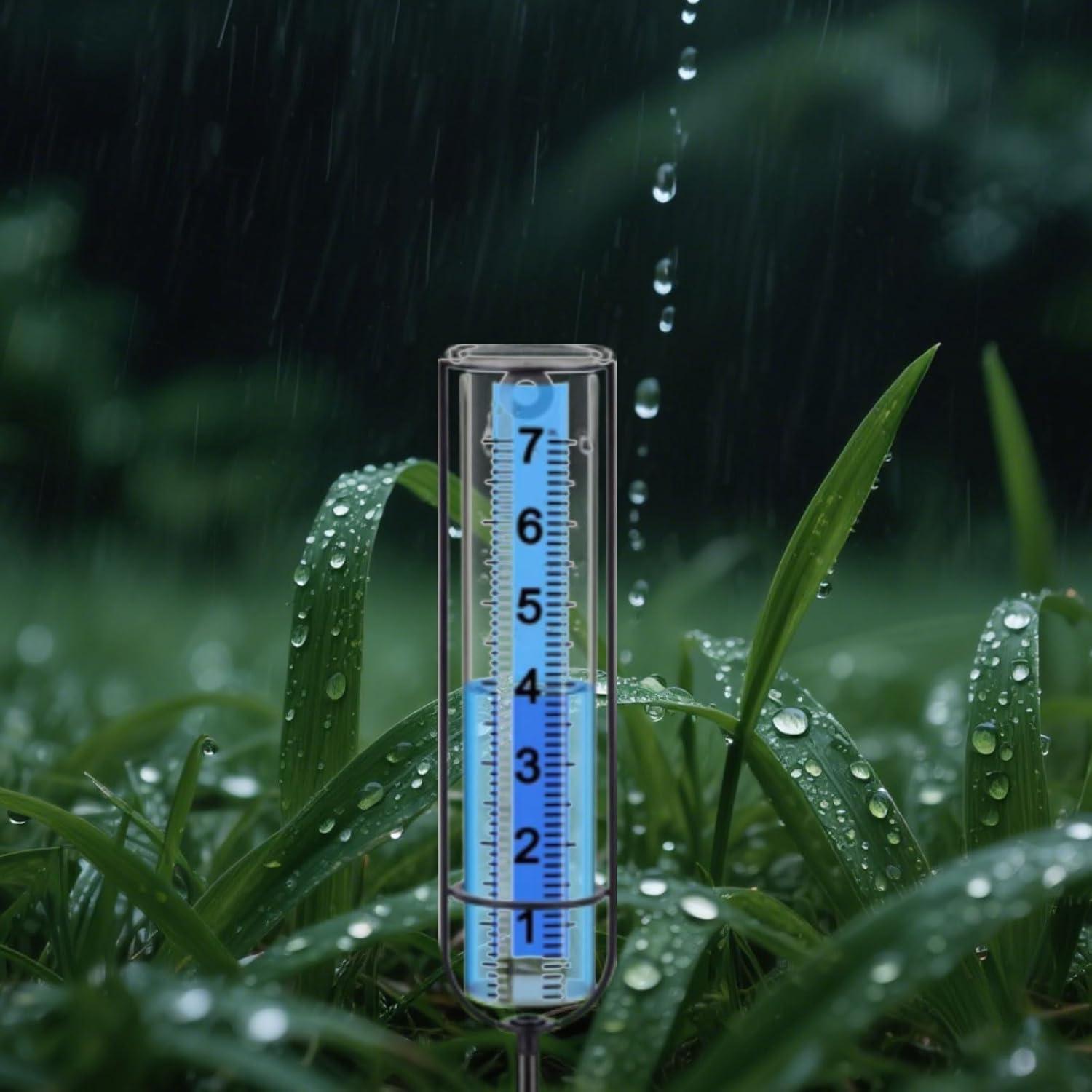 Pluviómetro 66 cm Apvok con Estaca de Metal para Jardín