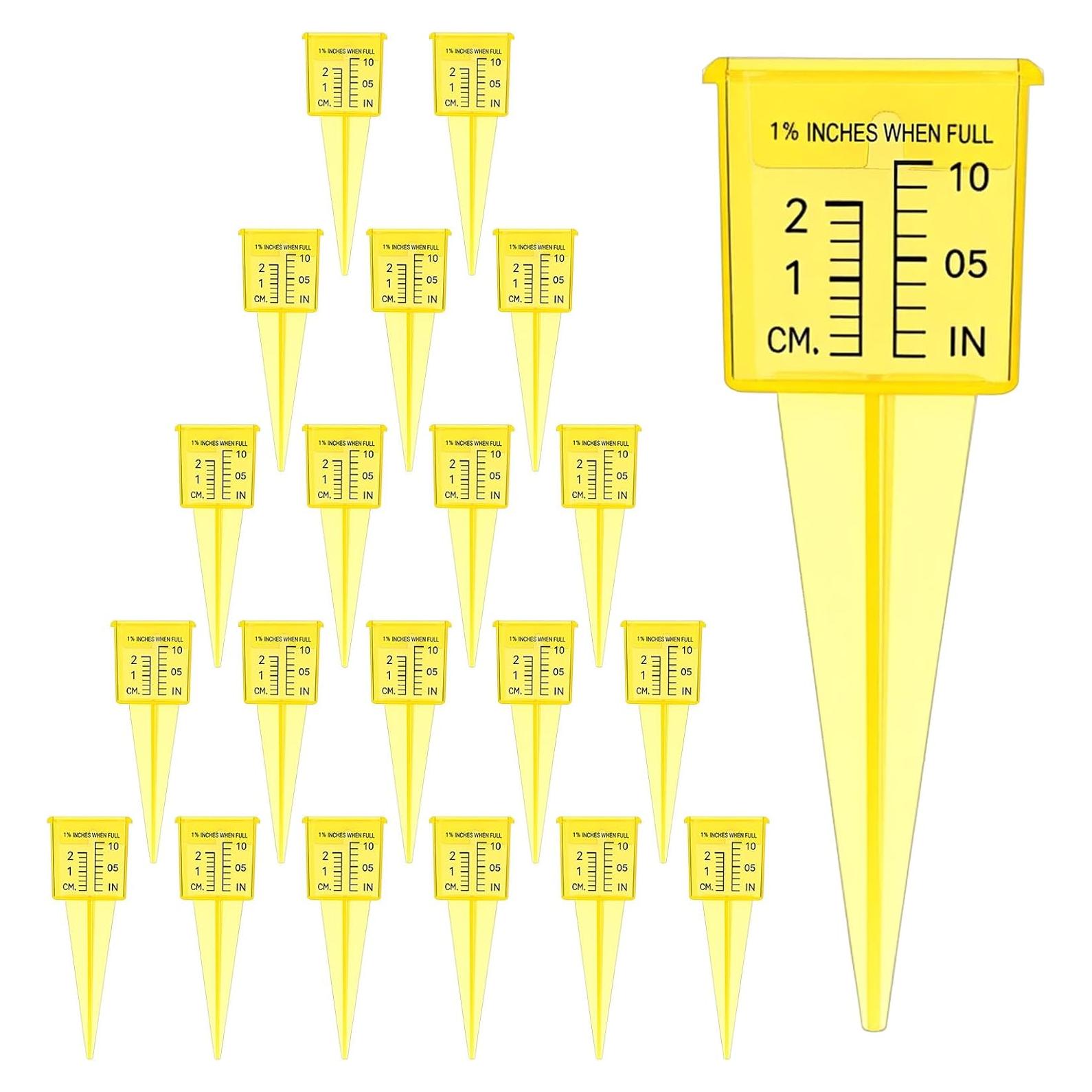 Paquete de 20 Medidores de Lluvia Amarillos 13.5 cm Boca Ancha