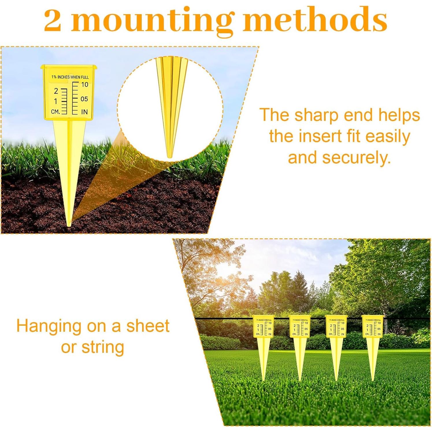 Paquete de 20 Medidores de Lluvia Amarillos 13.5 cm Boca Ancha