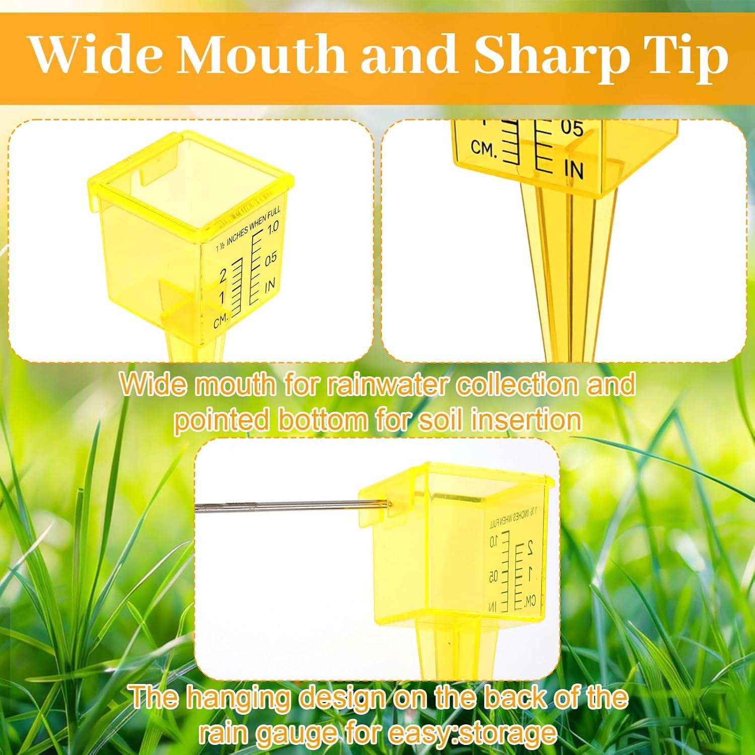 Paquete de 20 Medidores de Lluvia Amarillos 13.5 cm Boca Ancha